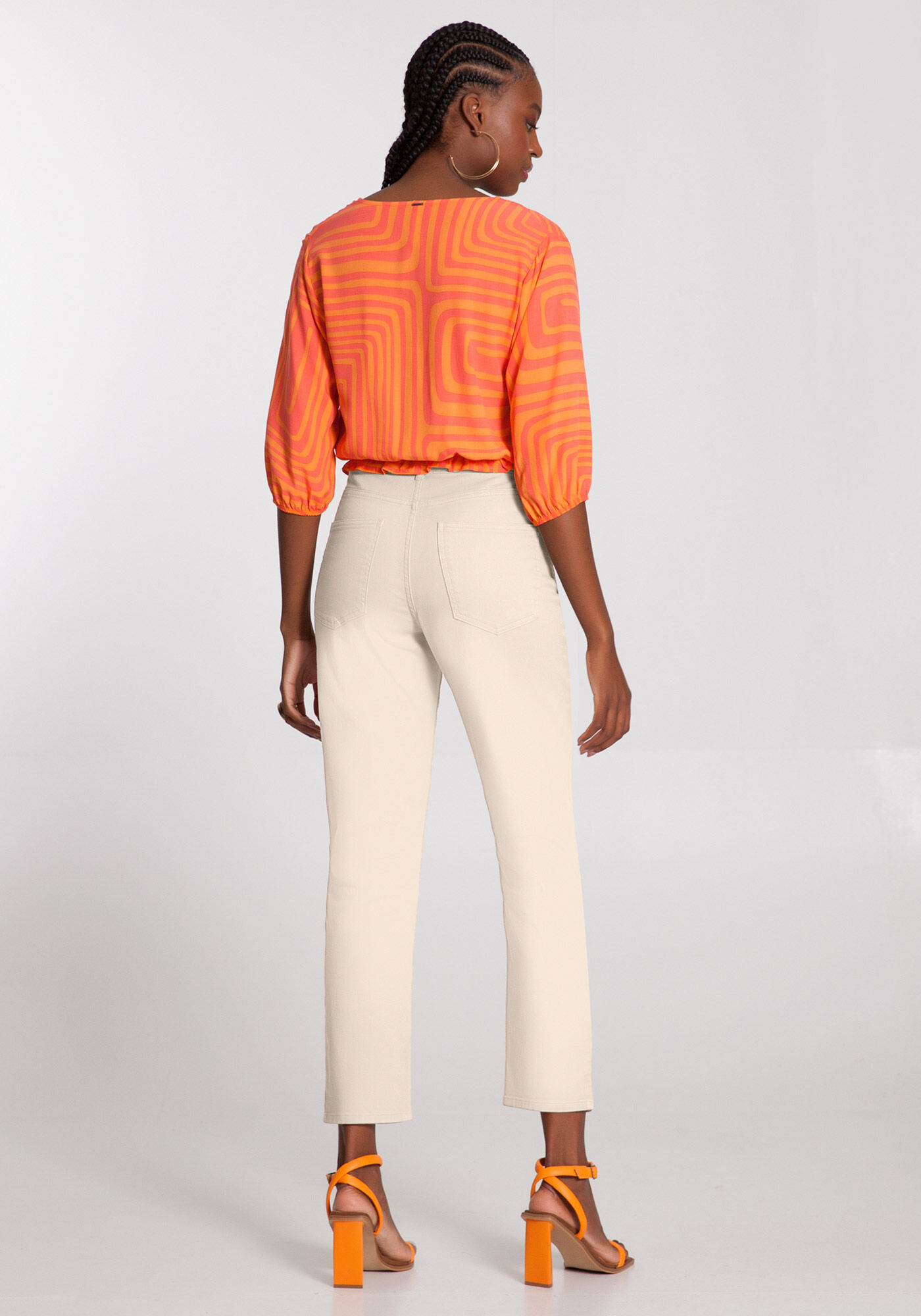 Blusa Cropped Estampada em Viscose com El&aacute;stico, , large.