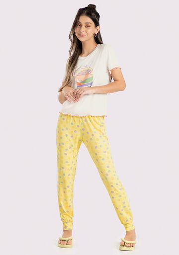 Pijama Juvenil com Blusa e Calça Estampada, BREAKFAST AMARELO, large.