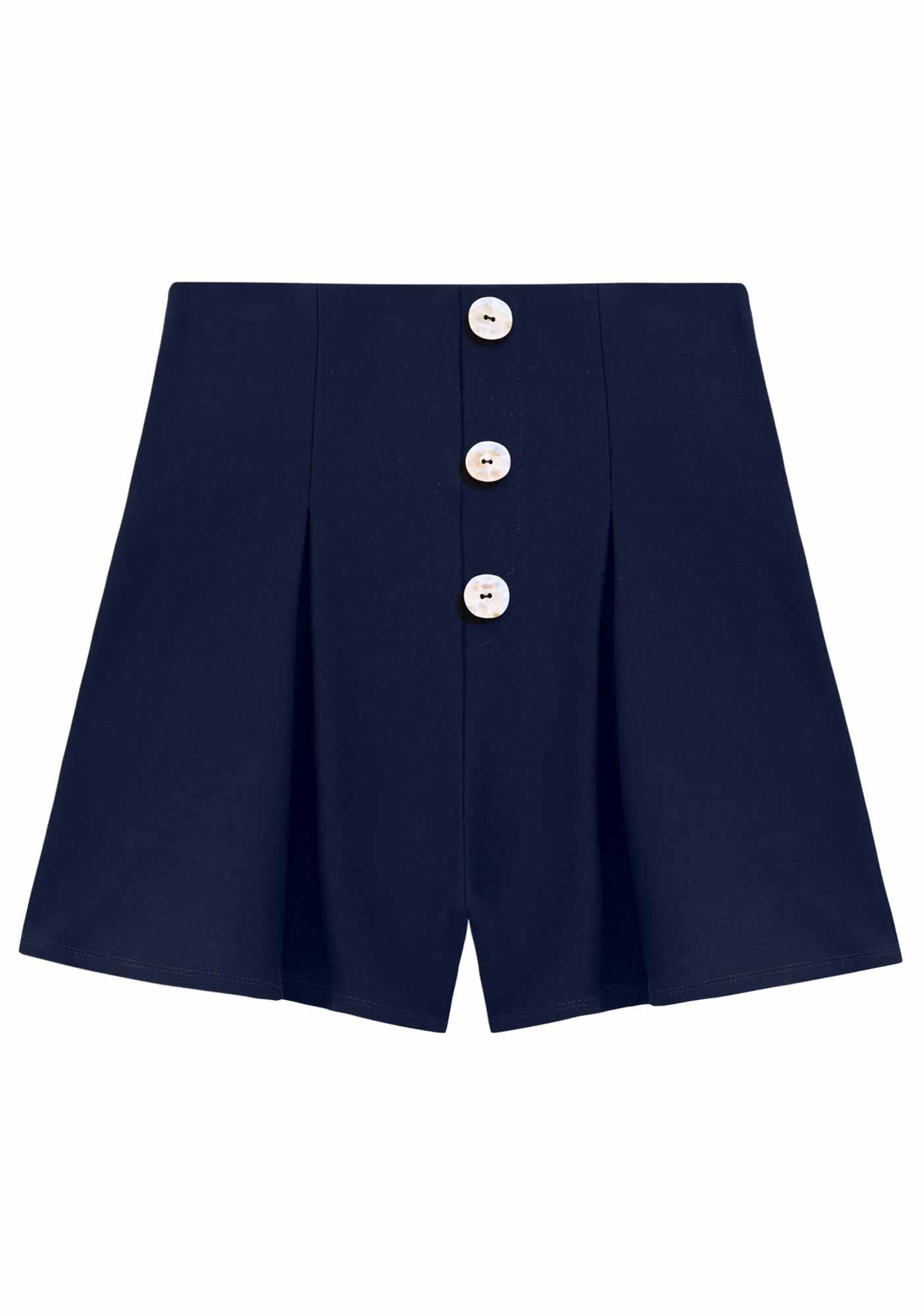 Shorts Crepe Cintura Alta com Pregas, MARINHO ACTION, large.
