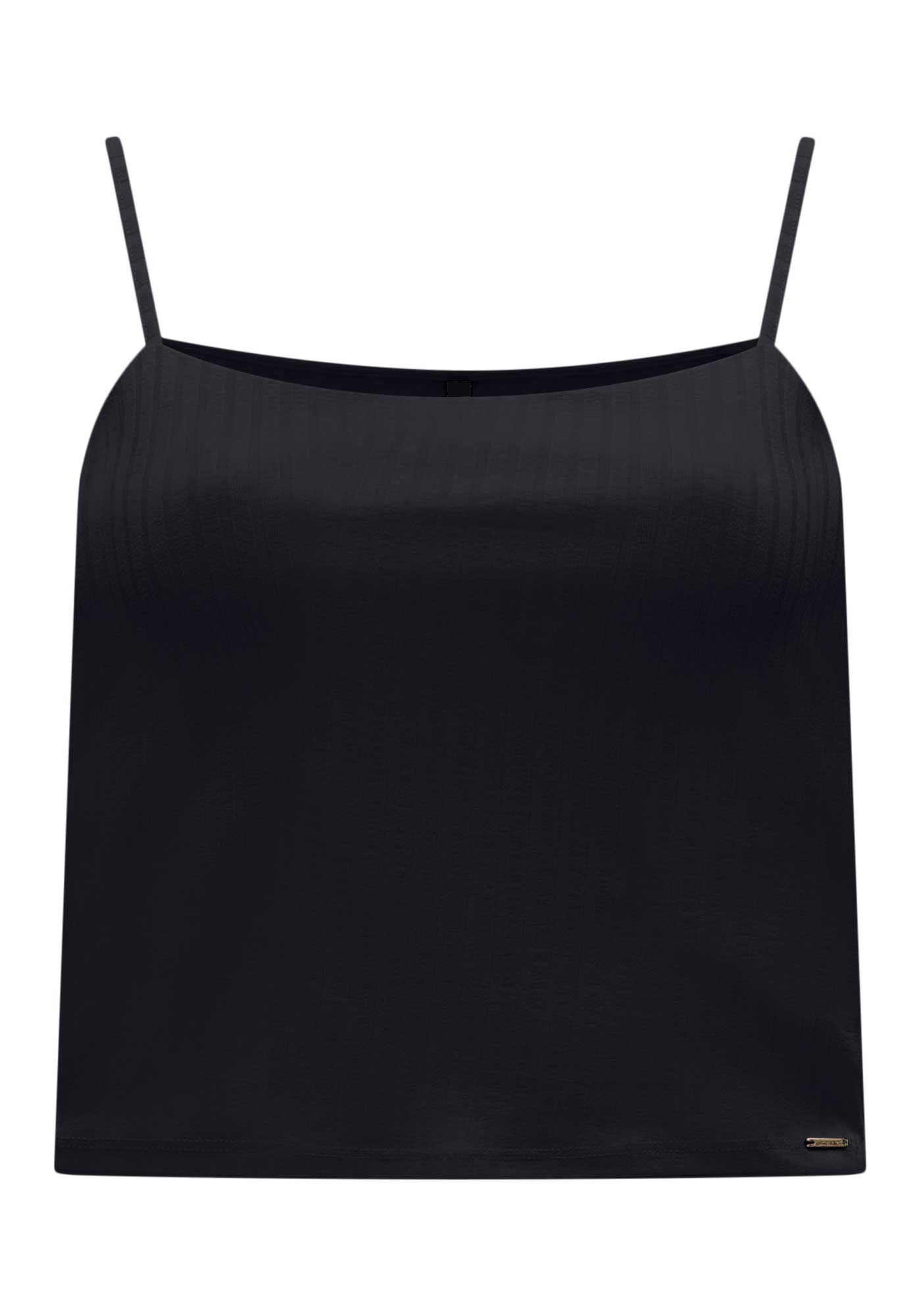 Blusa Regata Curta De Al&ccedil;as Finas Em Malha Canelada, , large.