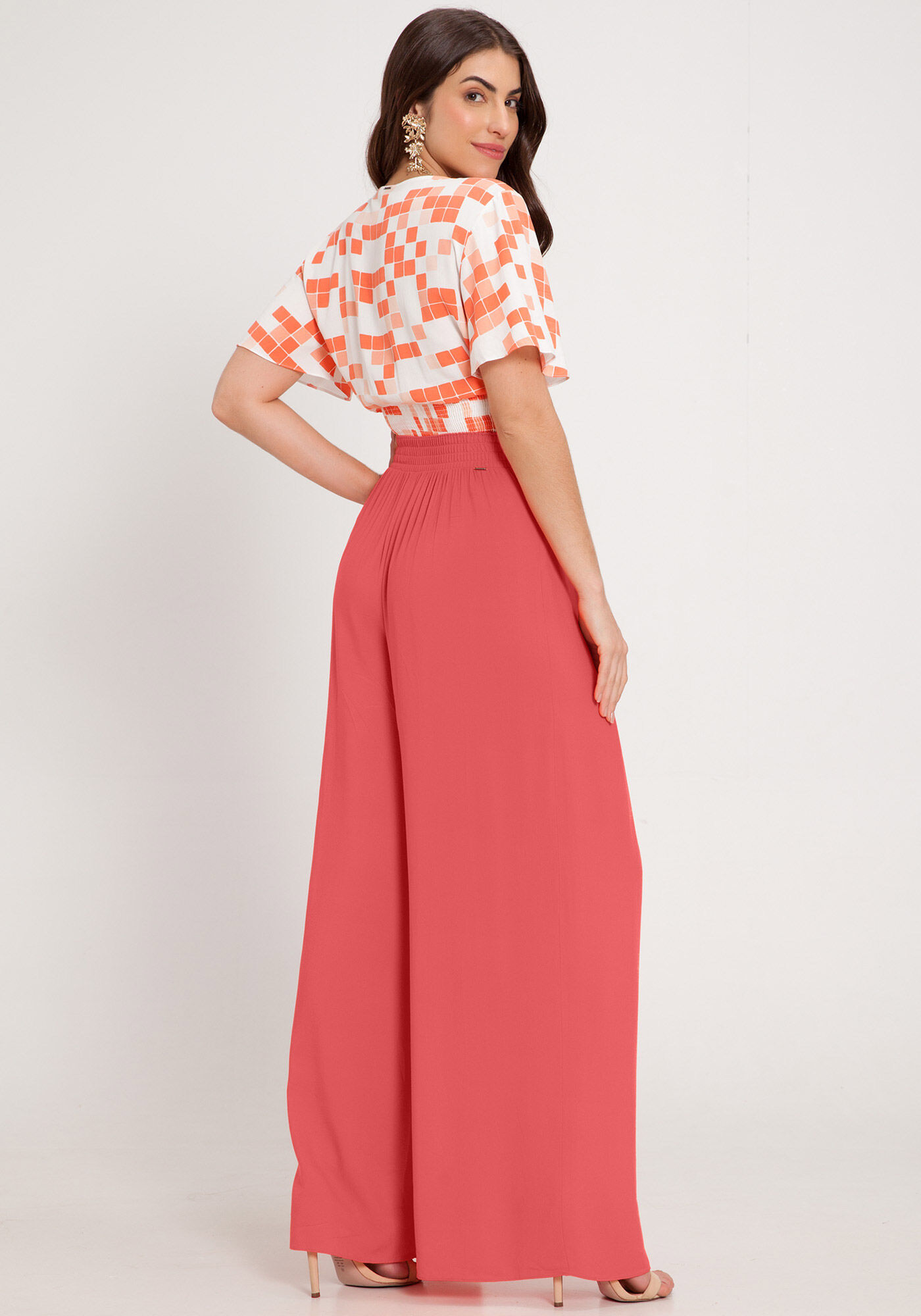 Calça pantalona salmão discount