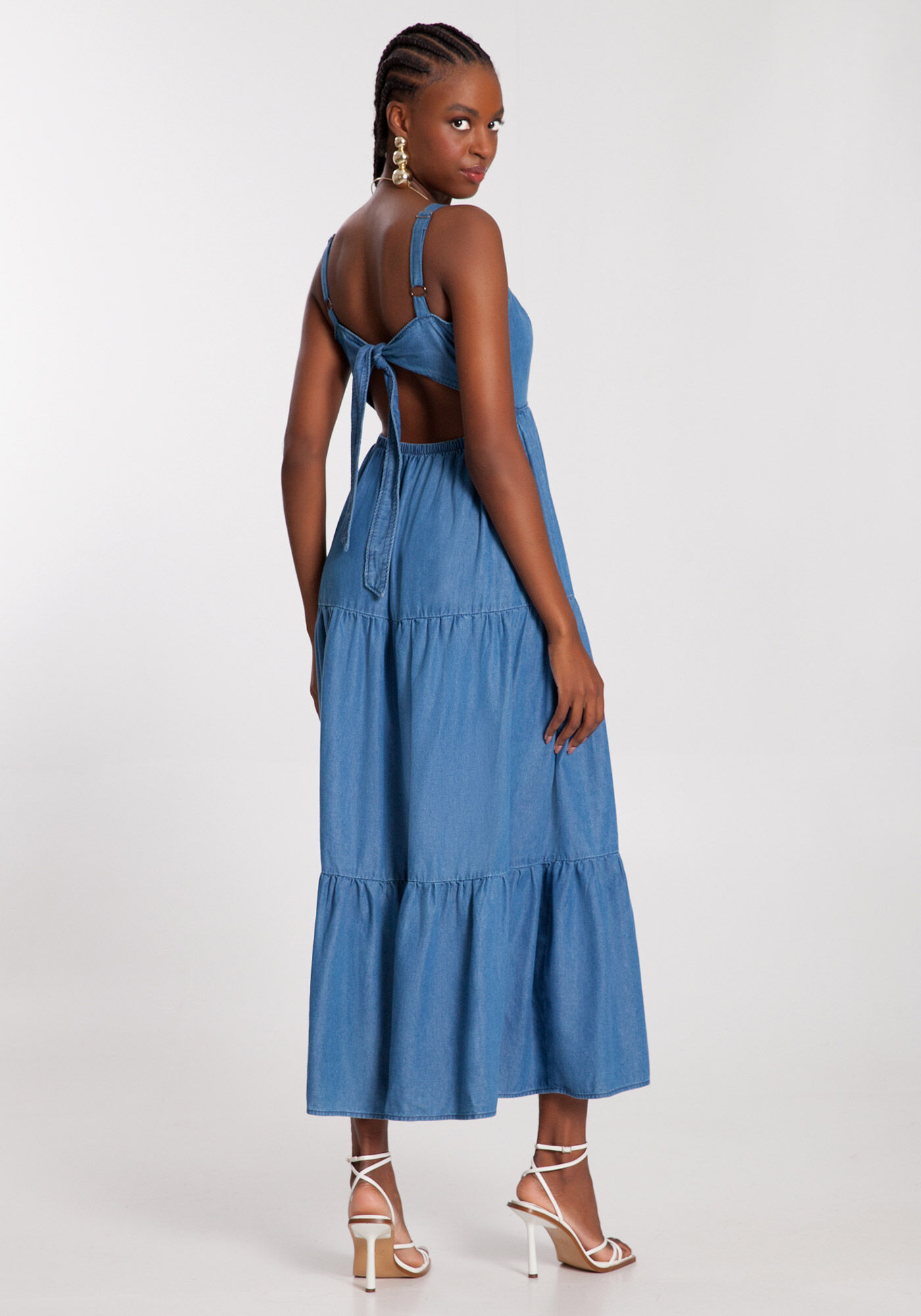 Vestido jeans com babado embaixo new arrivals