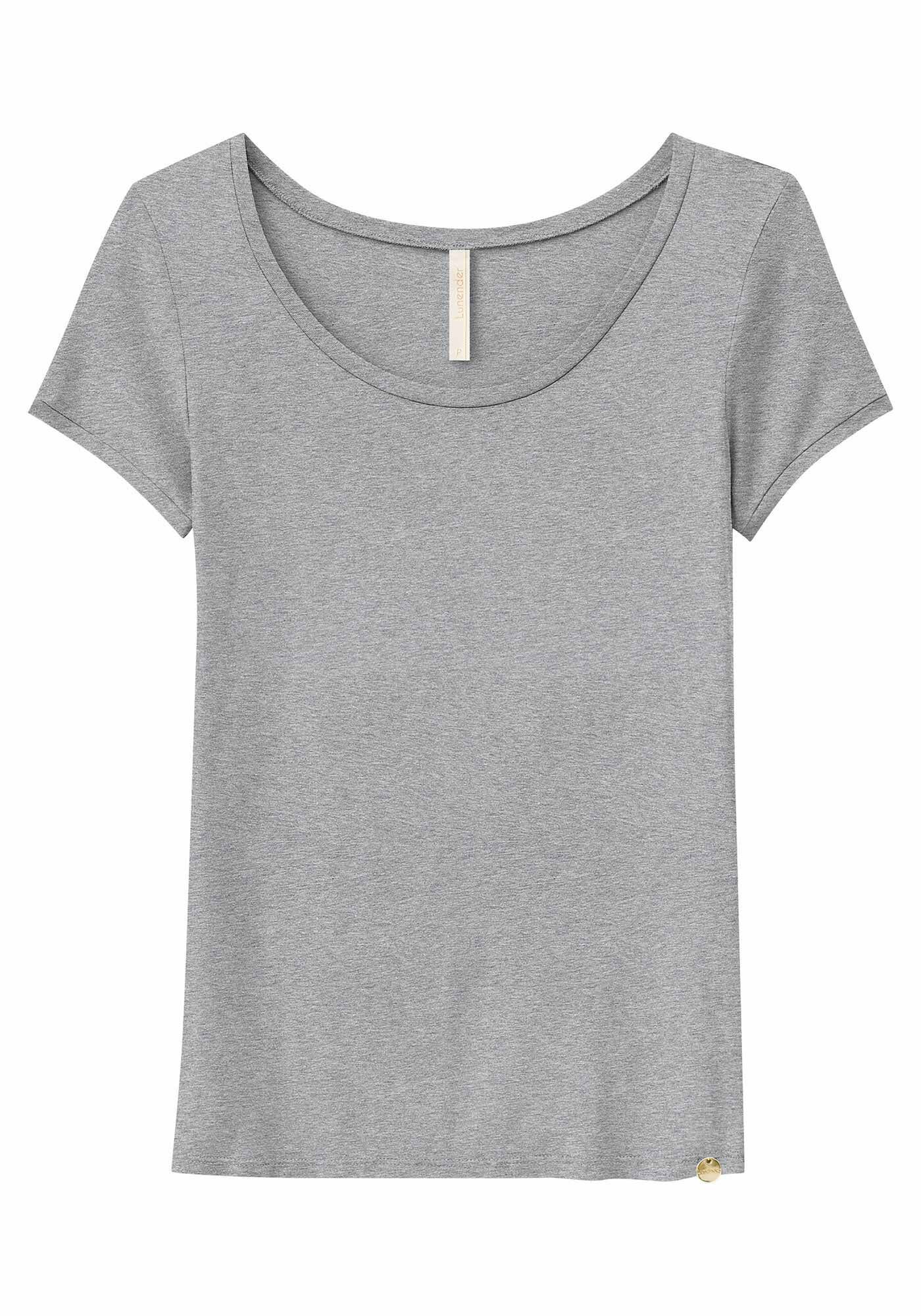 Blusa B&aacute;sica Lisa De Mangas Curtas Em Malha De Viscose, , large.