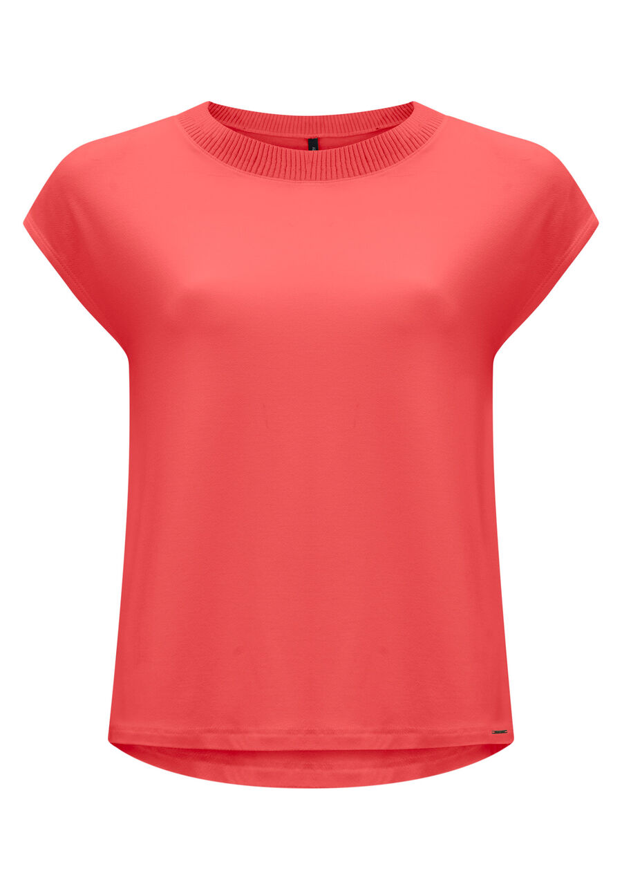 Blusa Mullet De Mangas Curtas Com Gola Em Retilínea, . Blusa Mullet De Mangas Curtas Com Gola Em Retilínea, , large.