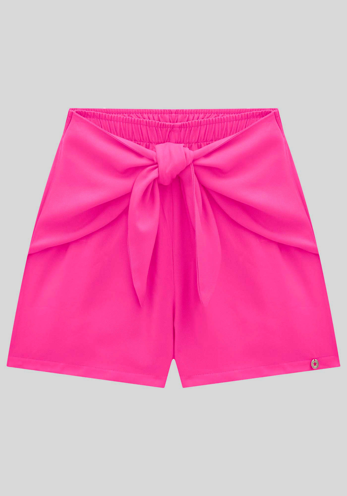 Shorts Juvenil em Viscose com Amarra&ccedil;&atilde;o La&ccedil;o, , large.