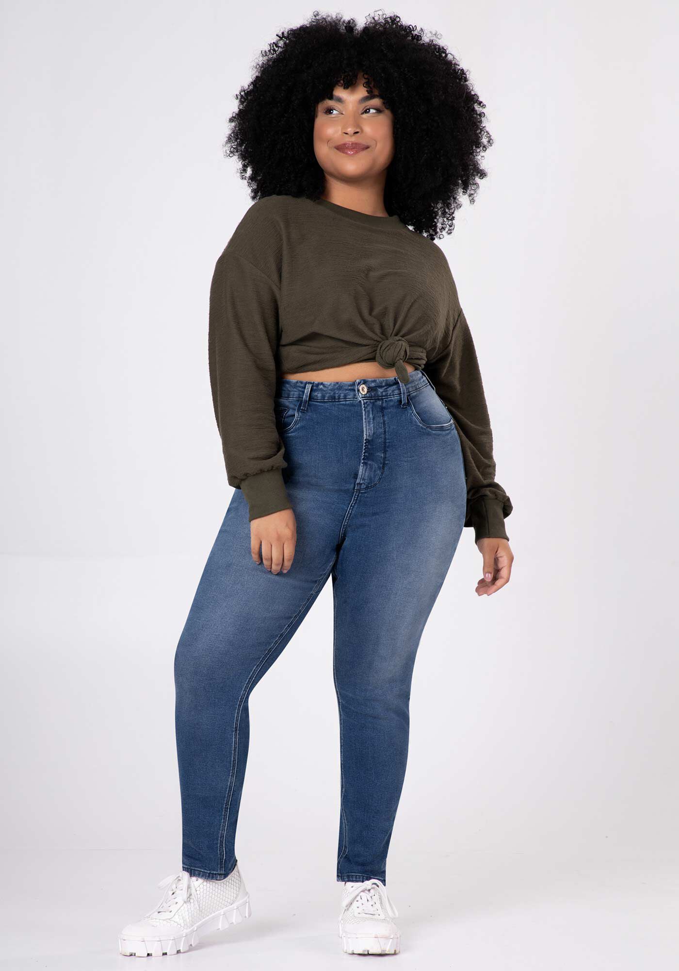 Cal a Jeans Skinny Plus Size Chapa Barriga Lunender