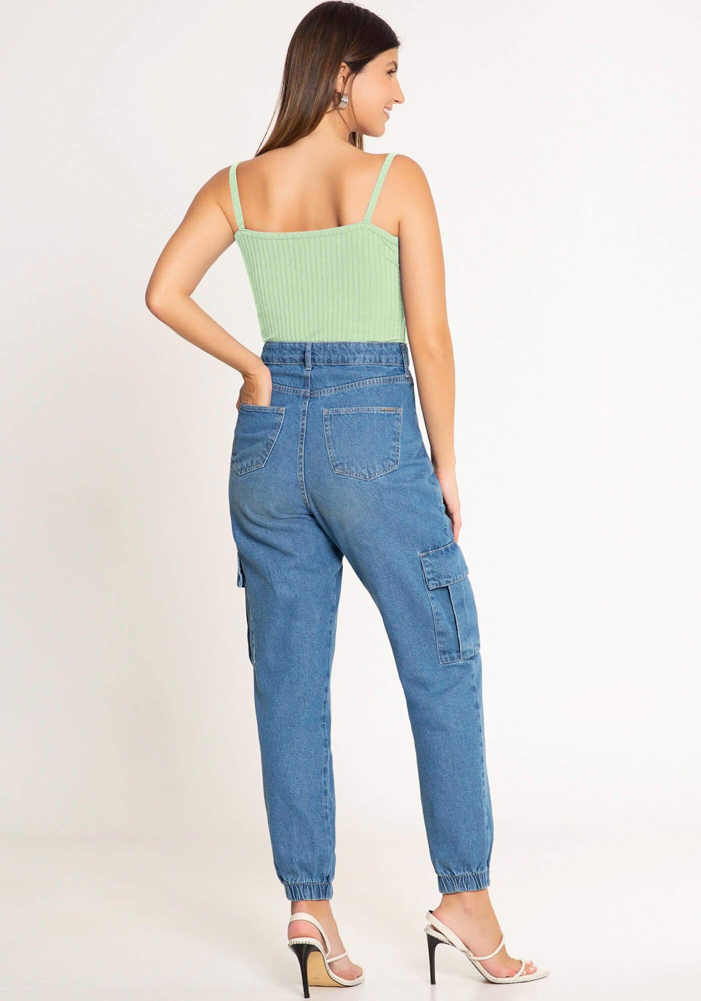 Blusa Regata B&aacute;sica De Al&ccedil;as Finas Em Malha Canelada, , large.