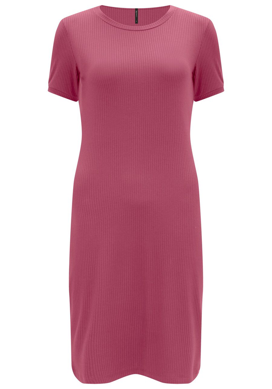 Vestido Curto Canelado Básico De Mangas Curtas Em Malha, . Vestido Curto Canelado Básico De Mangas Curtas Em Malha, , large.