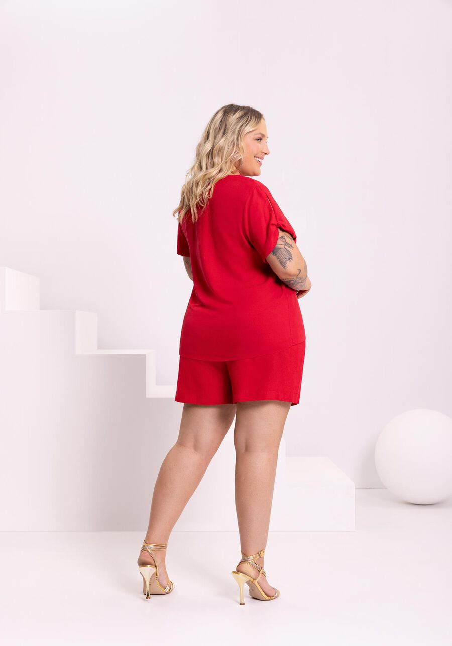Blusa Em Viscose Com Decote Redondo E Aberturas Nas Mangas, VERMELHO NATTY. Blusa Em Viscose Com Decote Redondo E Aberturas Nas Mangas, VERMELHO NATTY, large.