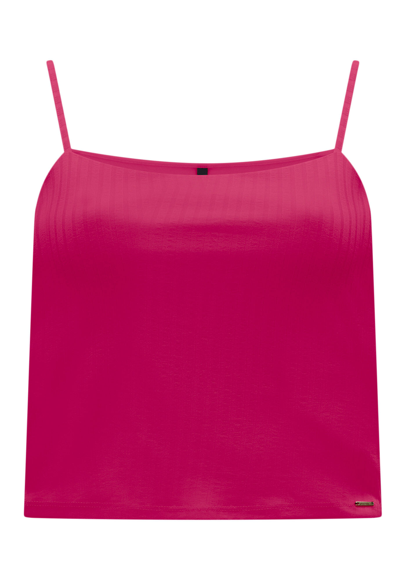 Blusa Regata Curta De Al&ccedil;as Finas Em Malha Canelada, , large.