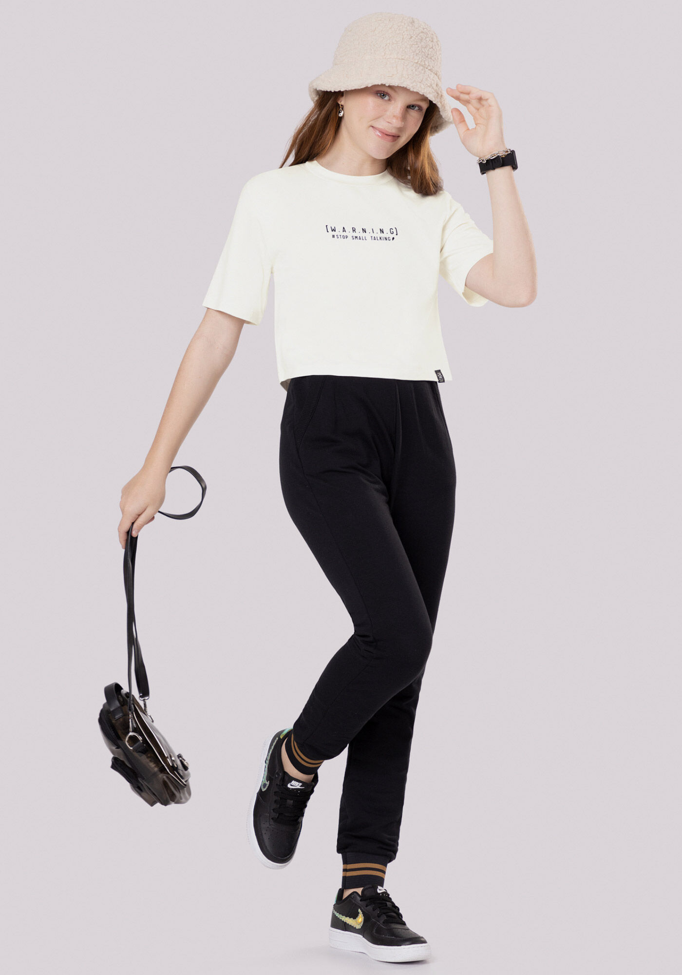 T-shirt Juvenil Ampla em Malha com Estampa, , large.