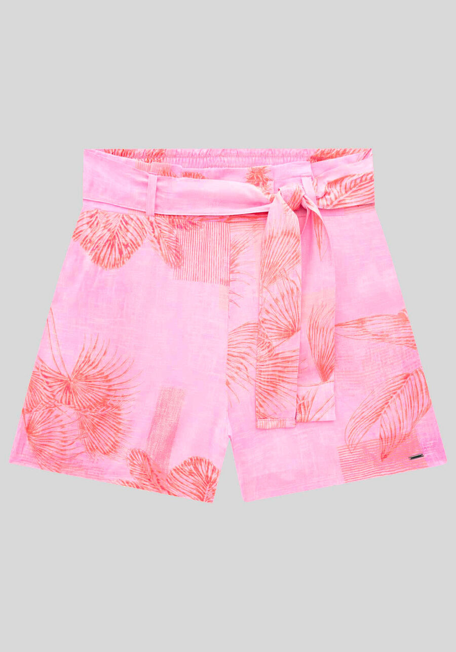 Shorts Estampado em Viscose com Cinto, . Shorts Estampado em Viscose com Cinto, , large.