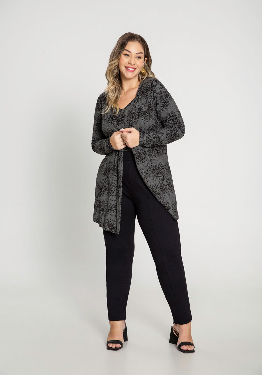 Cardigan Alongado Canelado Plus Size, RESPINGOS MESCLA E. Cardigan Alongado Canelado Plus Size, RESPINGOS MESCLA E, large.