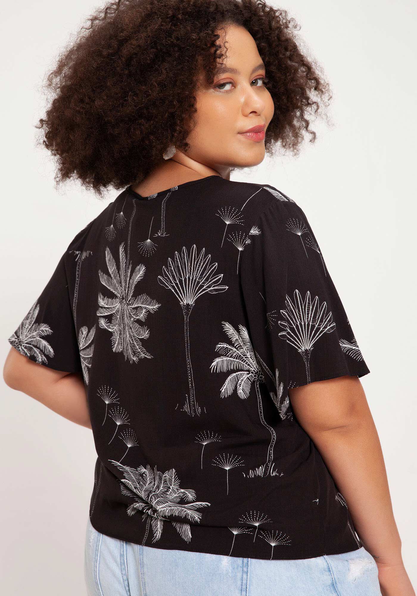 Blusa Plus Size em Viscose com Amarra&ccedil;&atilde;o, , large.