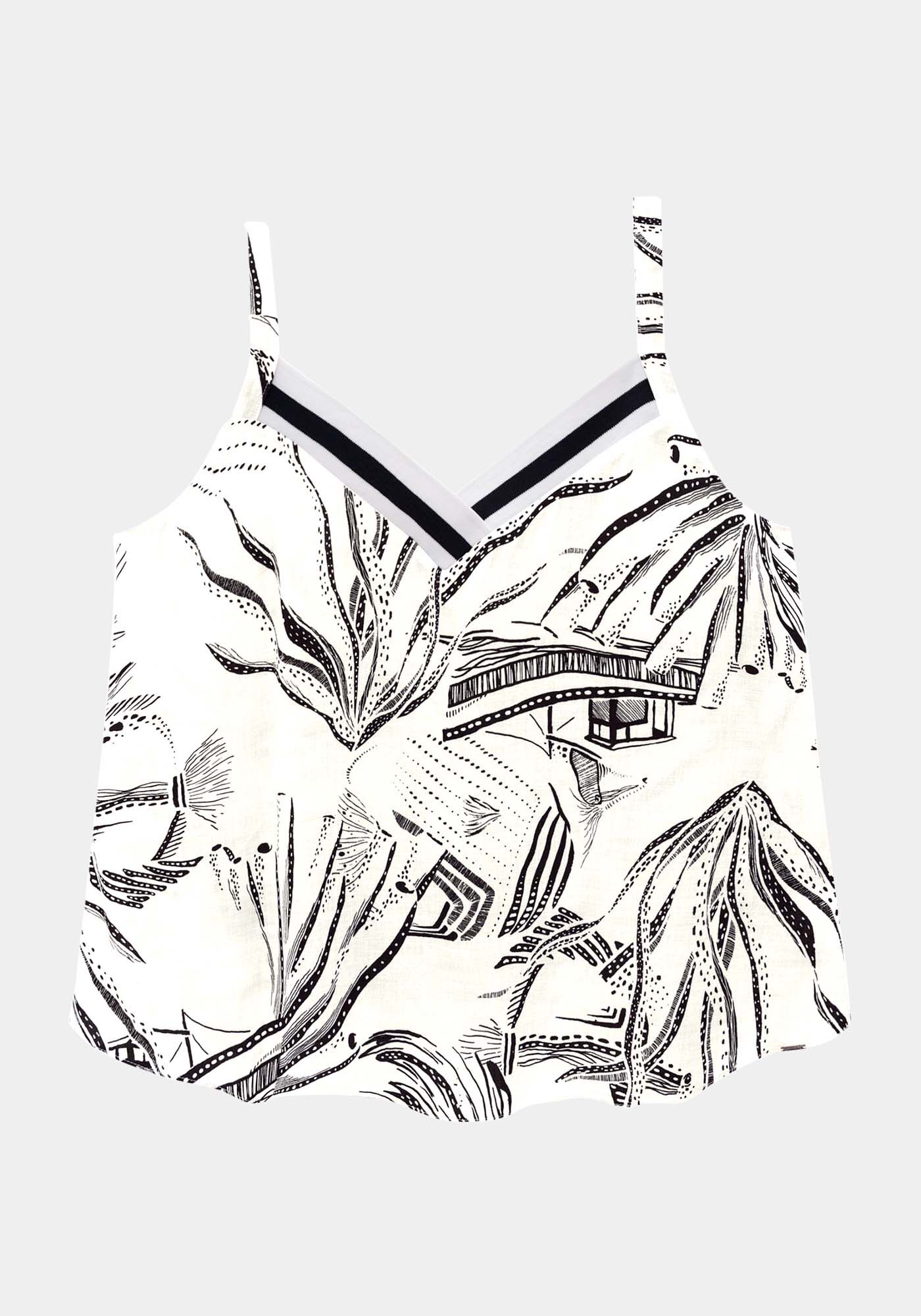 Blusa de Al&ccedil;a Estampada Plus Size, BRANCO OFF WHITE, large.