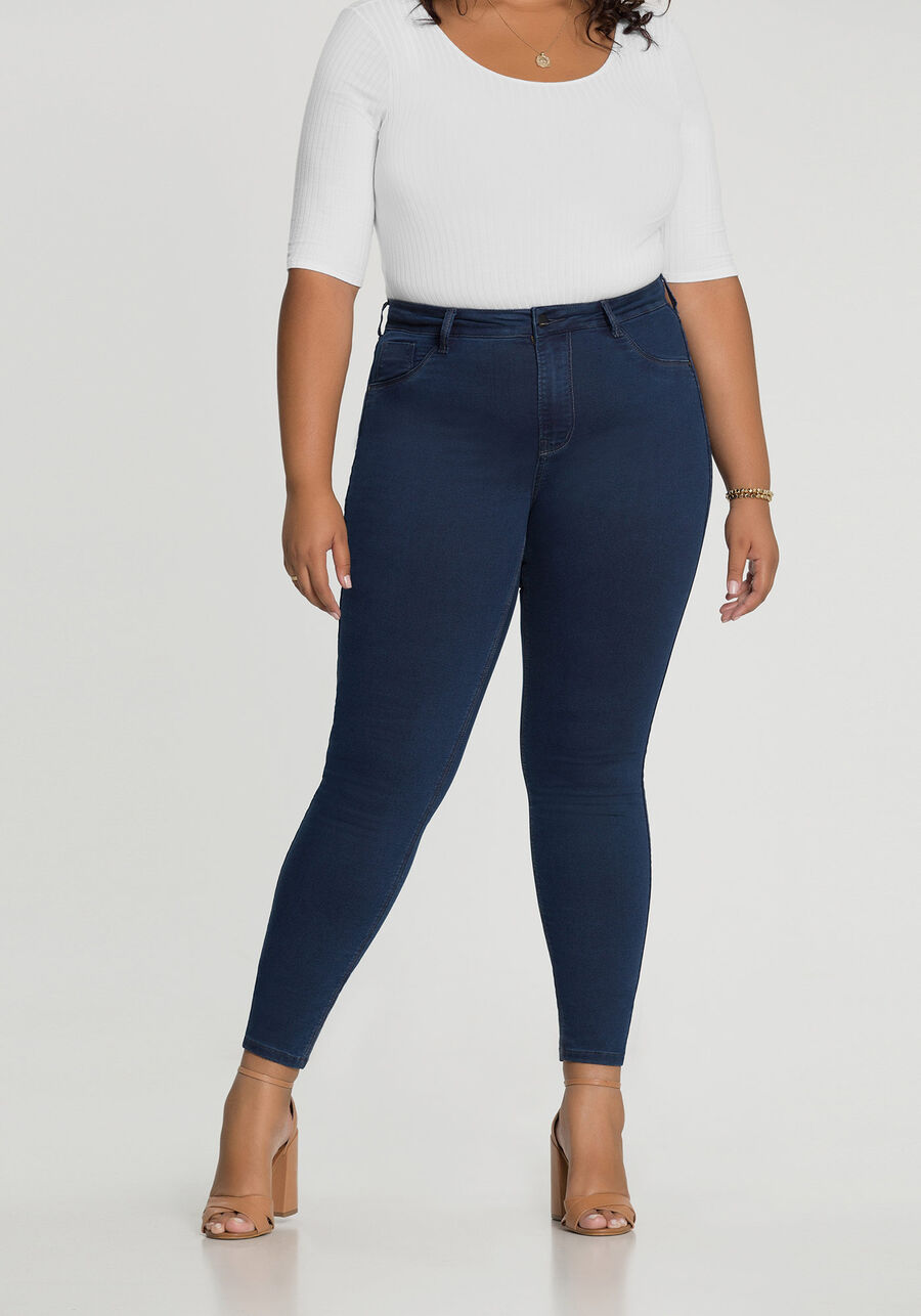 Calça Skinny Plus Size Fit For Me, JEANS, large.