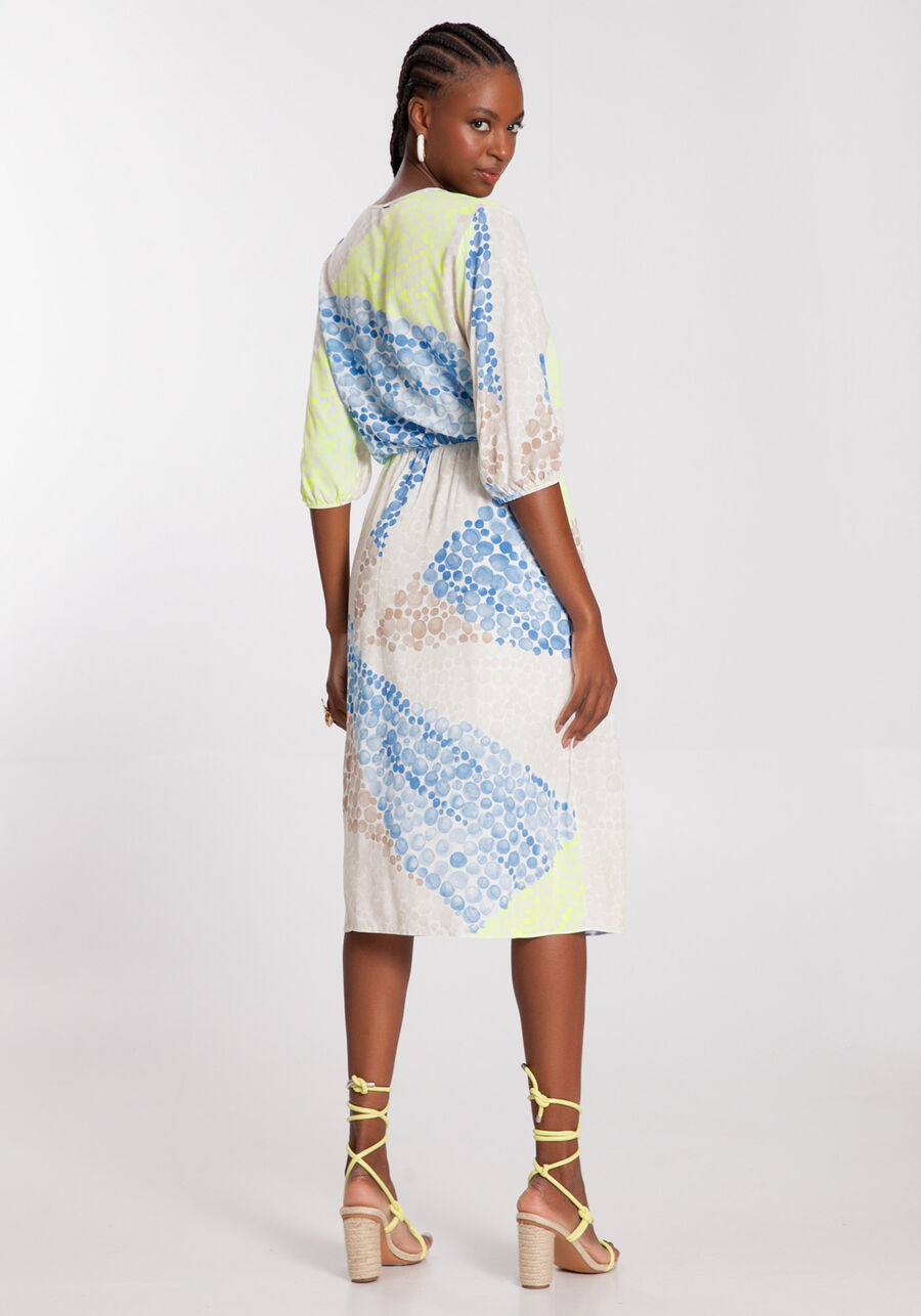 Vestido Midi Estampado em Viscose com Botões, . Vestido Midi Estampado em Viscose com Botões, , large.