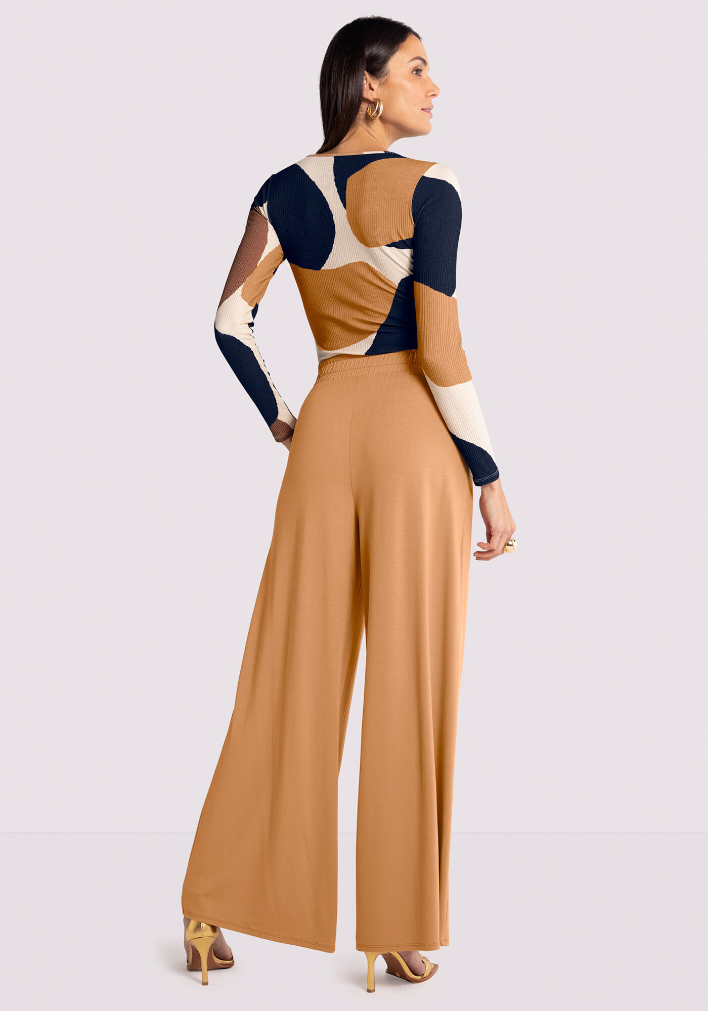 Cal&ccedil;a Pantalona em Moletom MVS com Bolsos, BEGE CAMEL LIGHT, large.