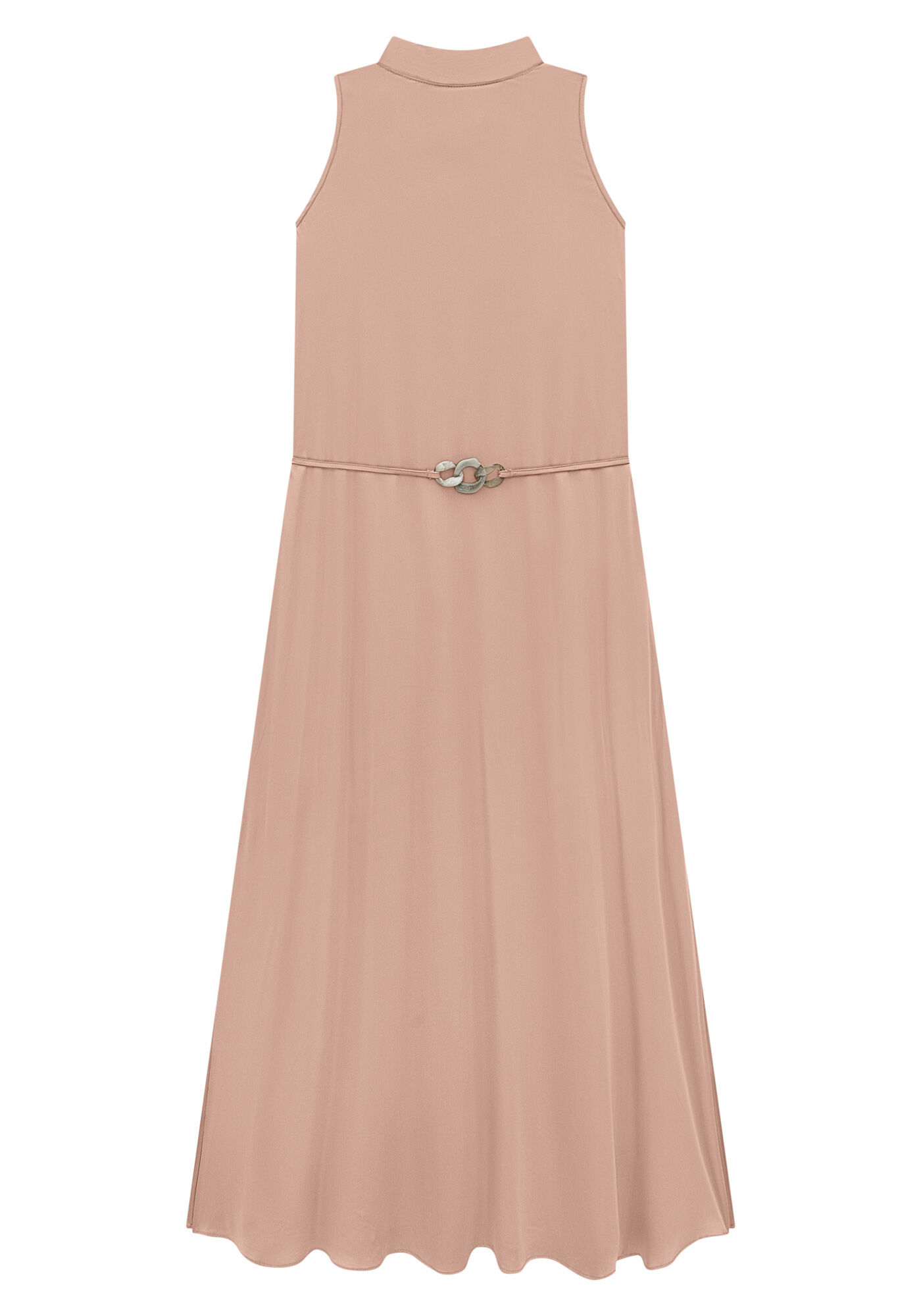 Vestido Midi Gola Alta Evas&ecirc; com Cinto, BEGE WOOL, large.