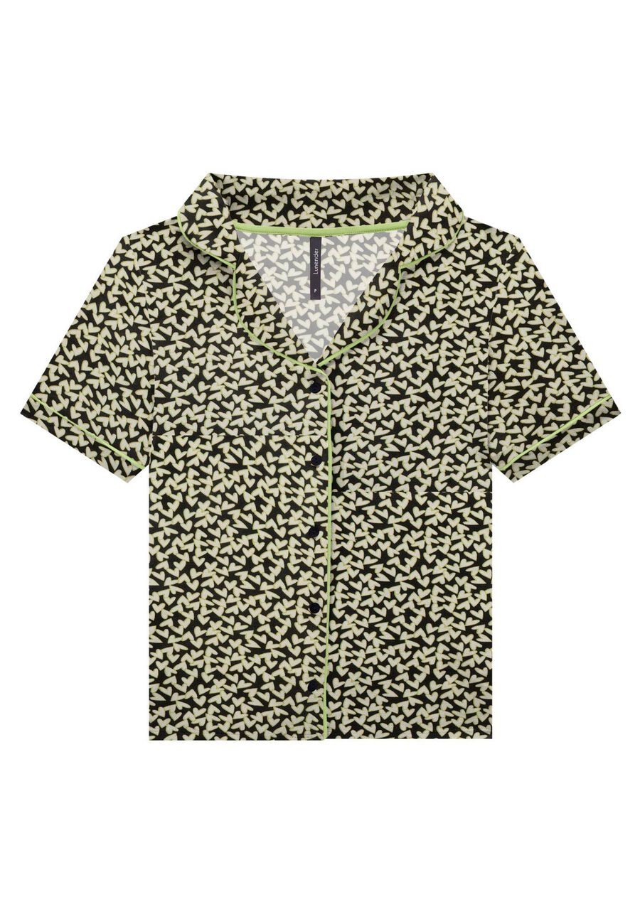 Pijama Estampado com Camisa Manga Curta e Shorts, . Pijama Estampado com Camisa Manga Curta e Shorts, , large.