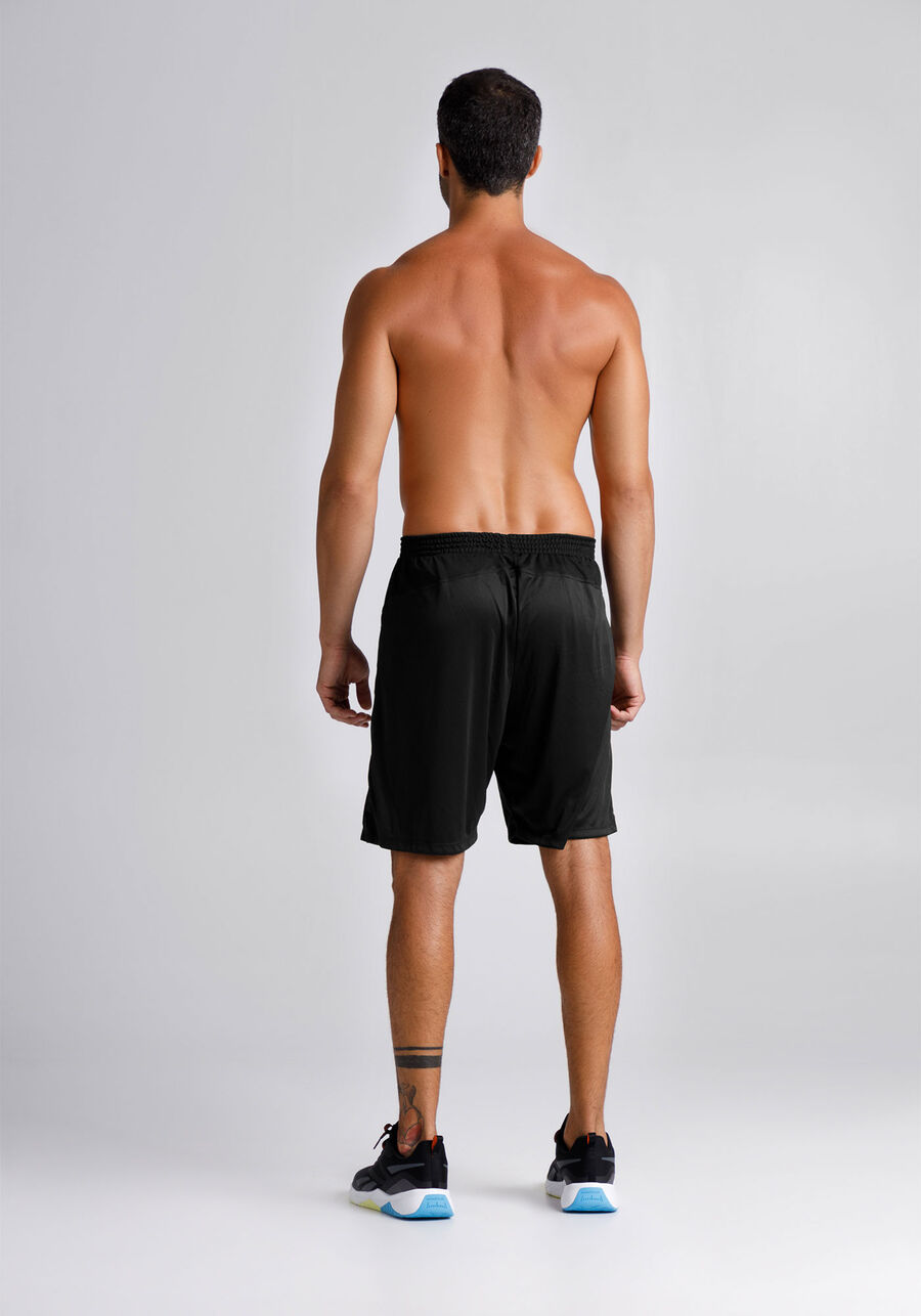 Bermuda Lisa Básica Masculina Com Bolsos Funcionais, PRETO REATIVO. Bermuda Lisa Básica Masculina Com Bolsos Funcionais, PRETO REATIVO, large.