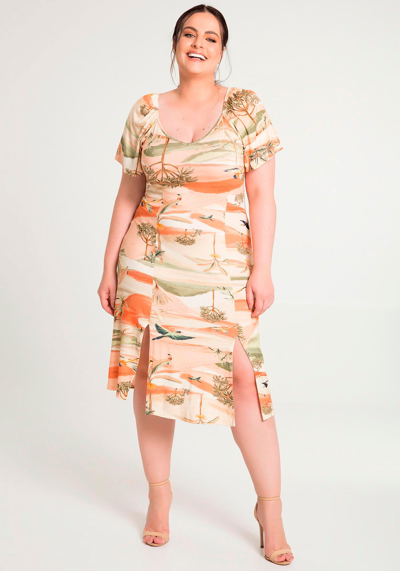 Vestido de linho midi plus size sales