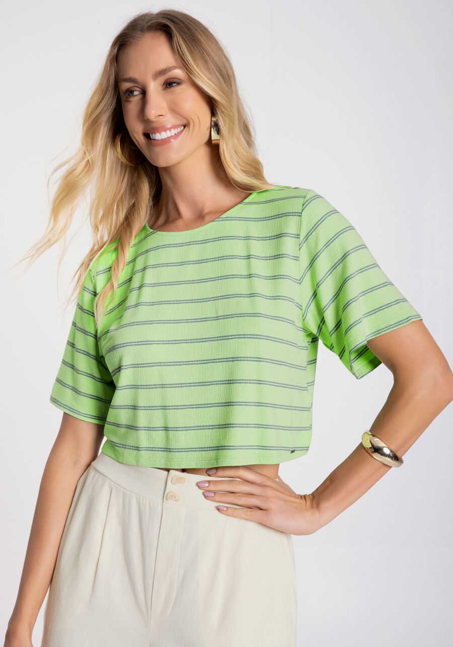 Blusa Cropped Ampla em Malha Listrada, . Blusa Cropped Ampla em Malha Listrada, , large.