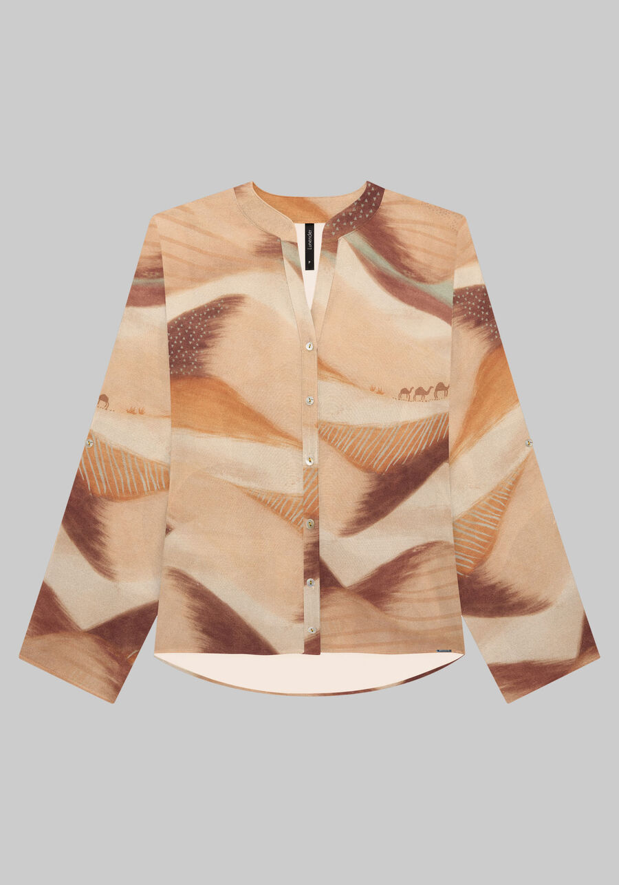 Camisa em Viscose com Martingale na Manga, . Camisa em Viscose com Martingale na Manga, , large.