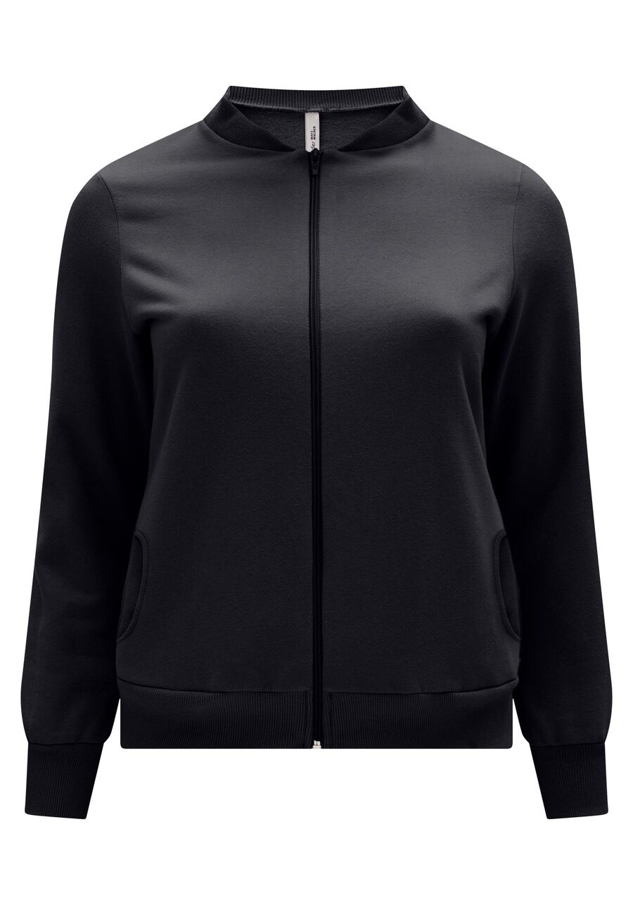 Jaqueta Plus Size Em Moletom Felpado De Algodão Com Zíper, . Jaqueta Plus Size Em Moletom Felpado De Algodão Com Zíper, , large.