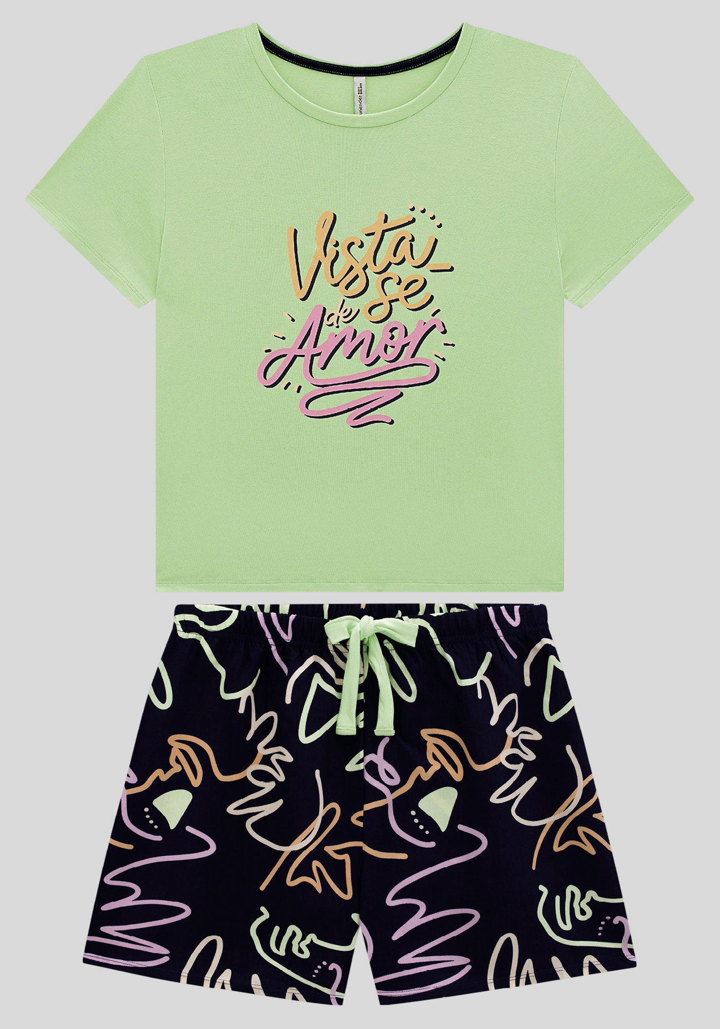 Pijama Plus Size Estampado com Blusa e Shorts, FACES MARINHO, large.