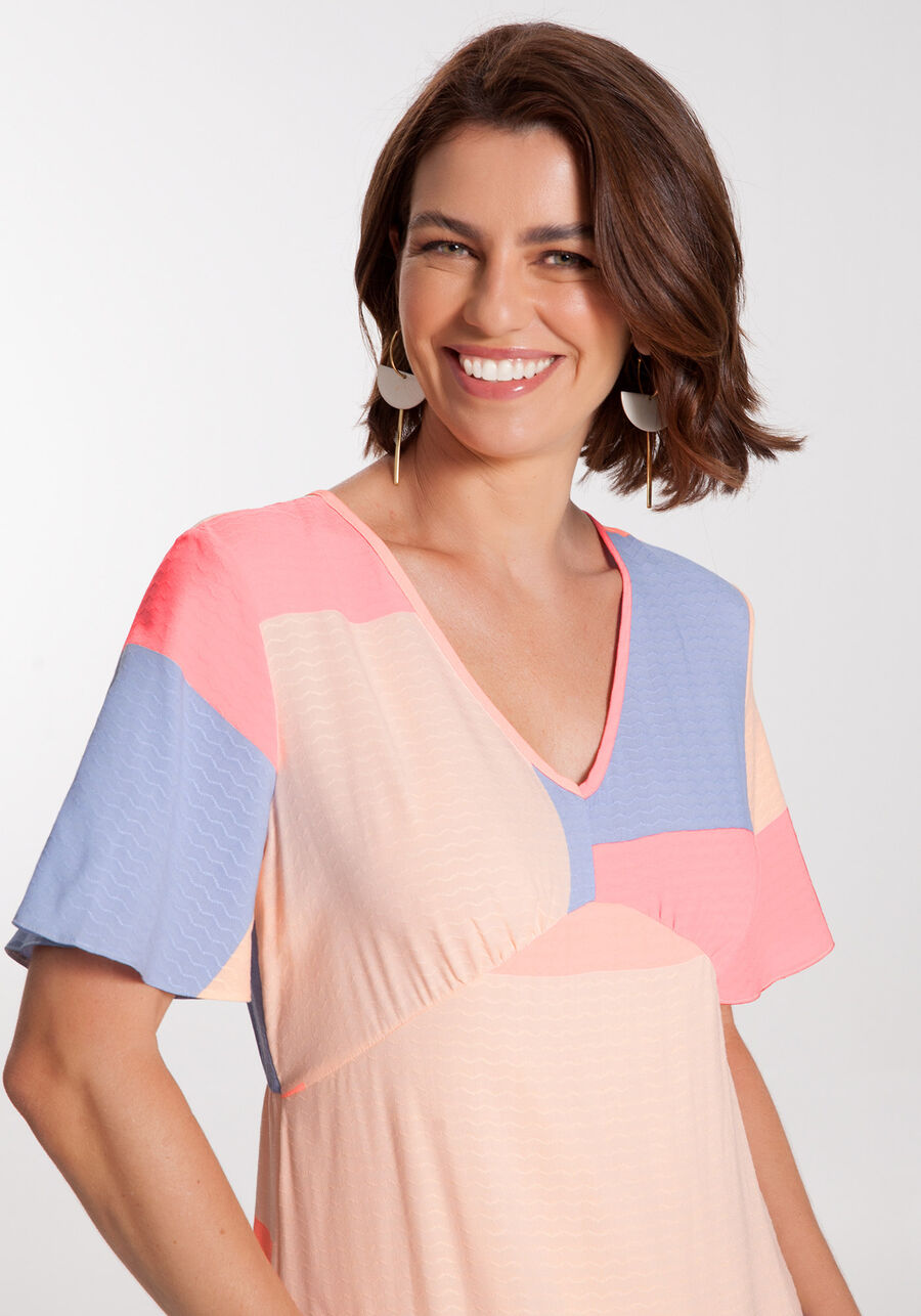 Vestido Midi Estampado em Viscose com Manga Flare, . Vestido Midi Estampado em Viscose com Manga Flare, , large.