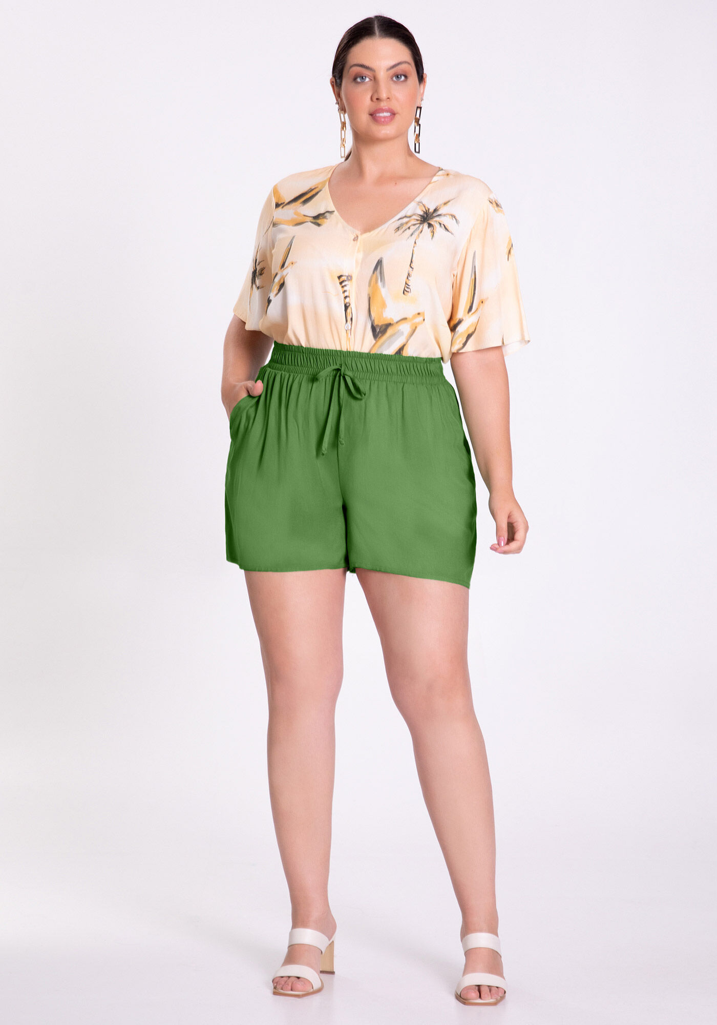 Shorts Plus Size em Viscose com El stico C s Lunender