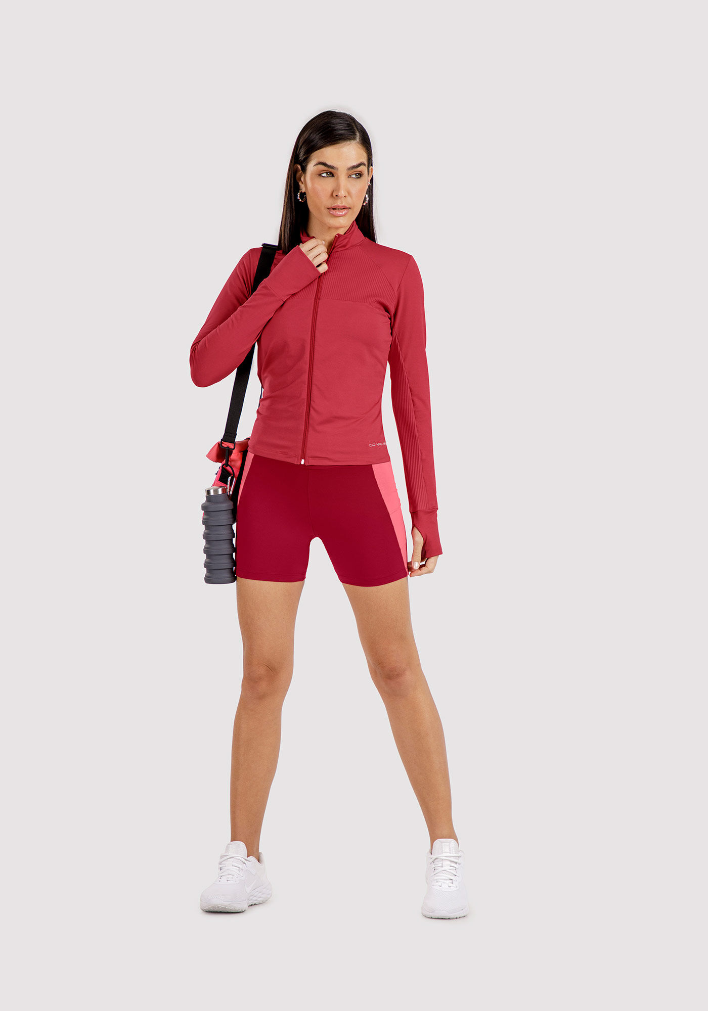 Jaqueta Gola Alta com Abertura Dedo, VERMELHO CEDRO-ROSA, large.