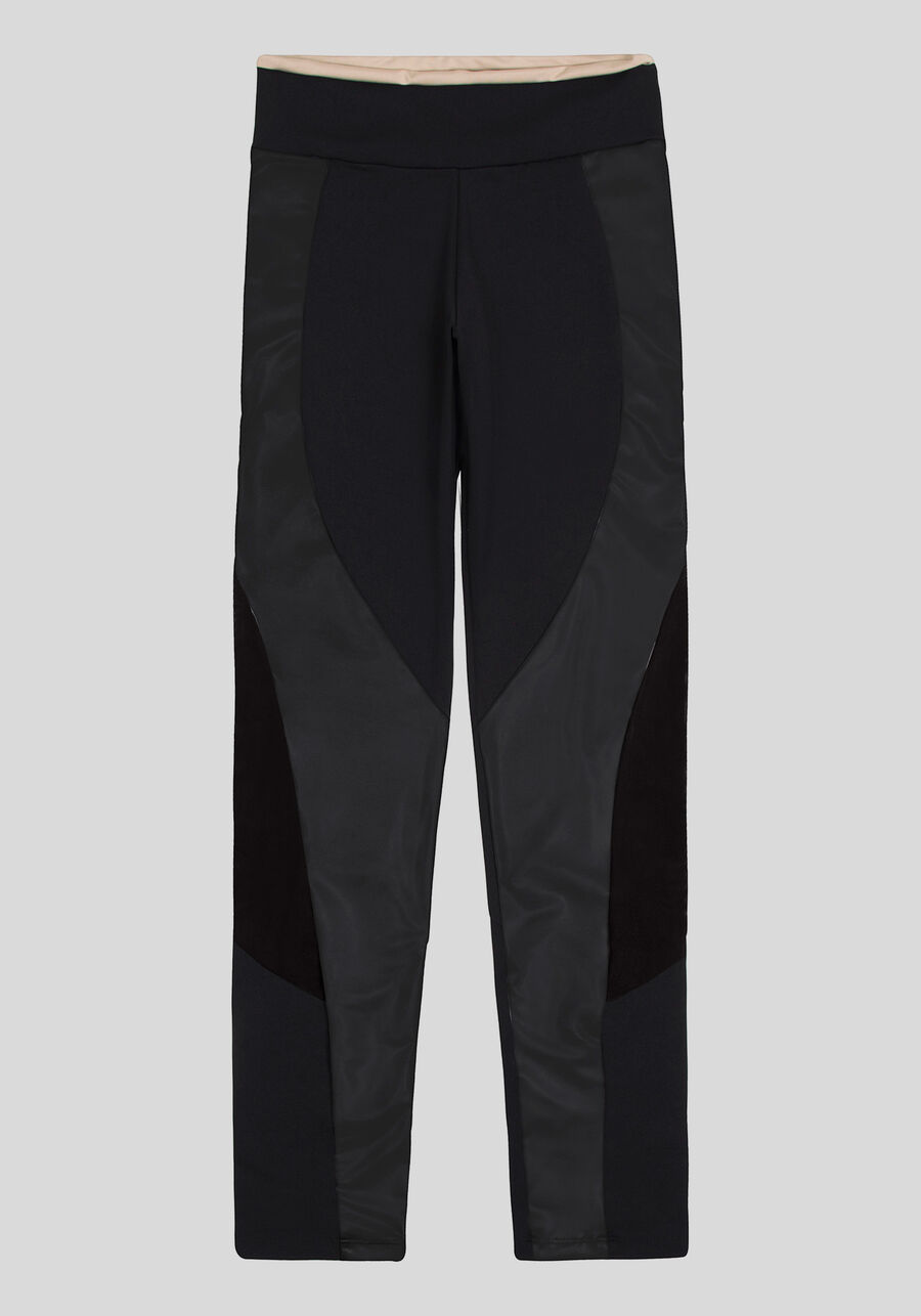 Calça Legging com Recorte Cirrê e Tule, . Calça Legging com Recorte Cirrê e Tule, , large.