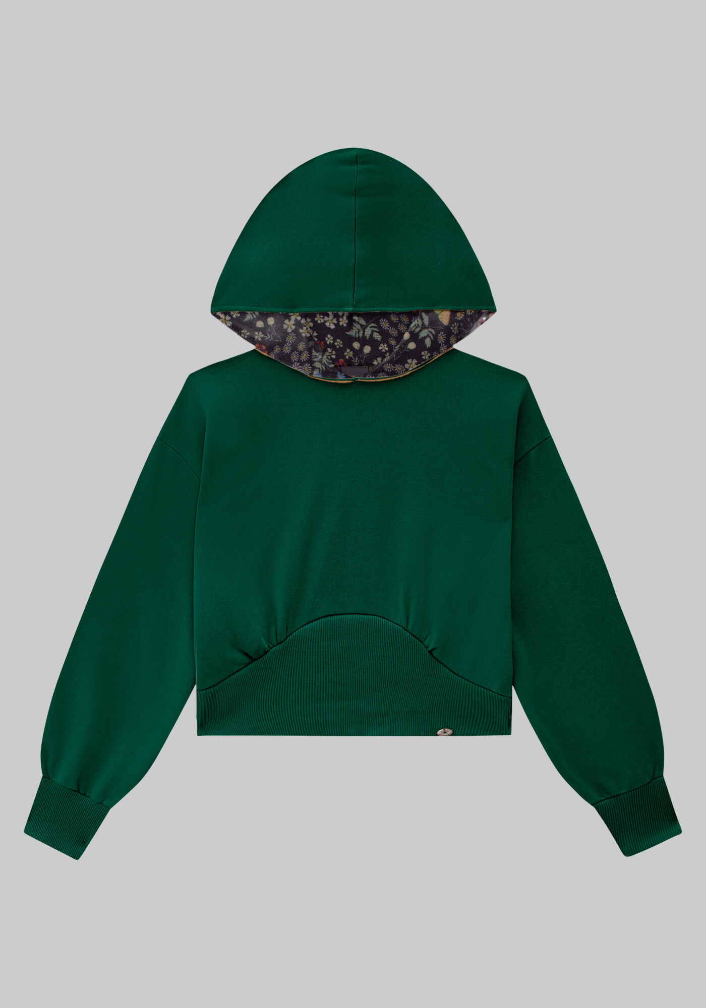 Blus&atilde;o Cropped Juvenil com Capuz Estampado, , large.