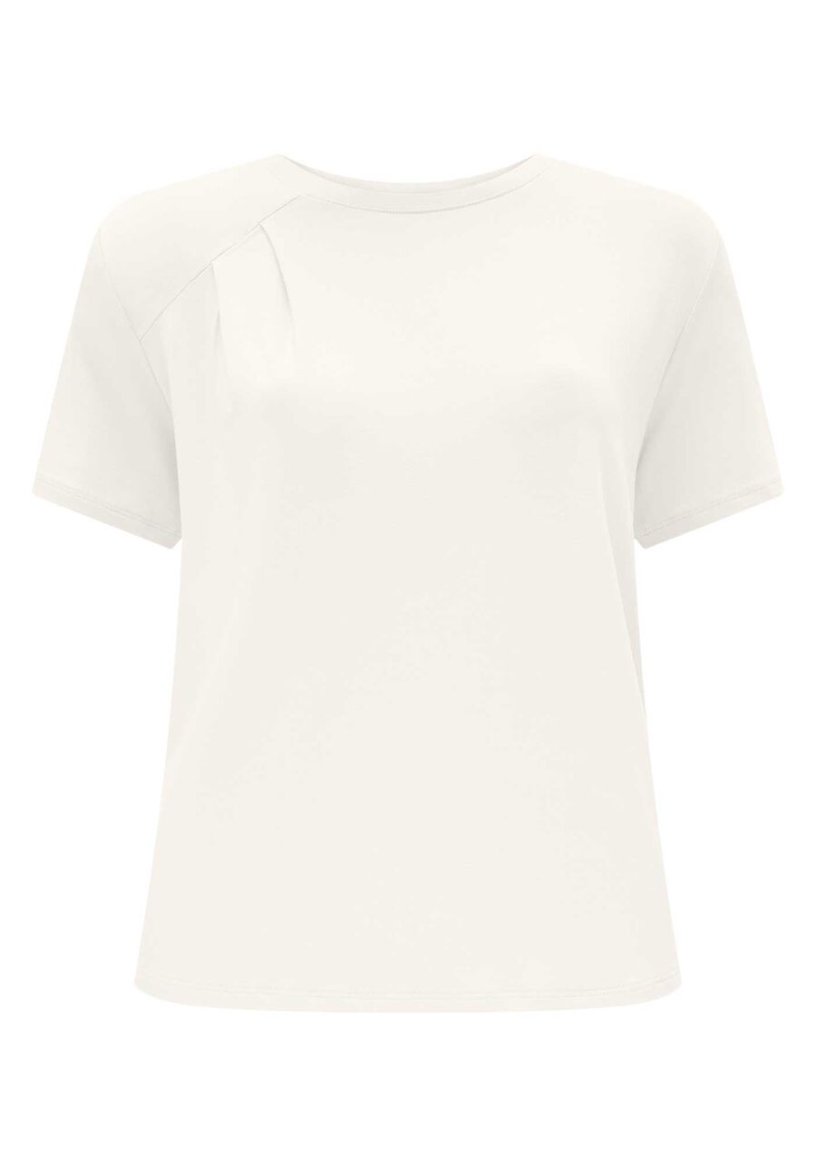 Blusa Acinturada De Mangas Curtas Com Recorte Drapeado, . Blusa Acinturada De Mangas Curtas Com Recorte Drapeado, , large.