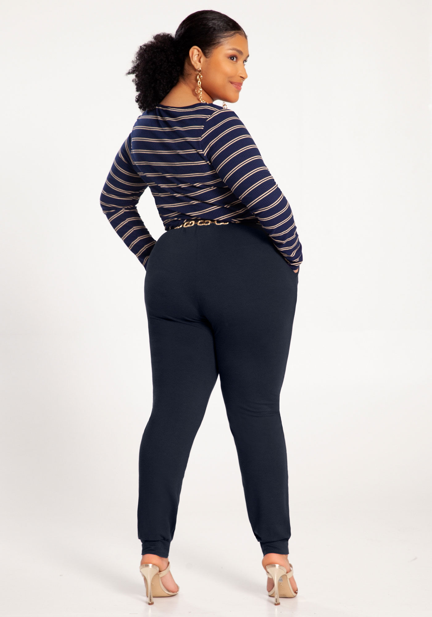 Cal&ccedil;a Jogger Plus Size em Moletom com Bolsos, MARINHO IMPERIO, large.