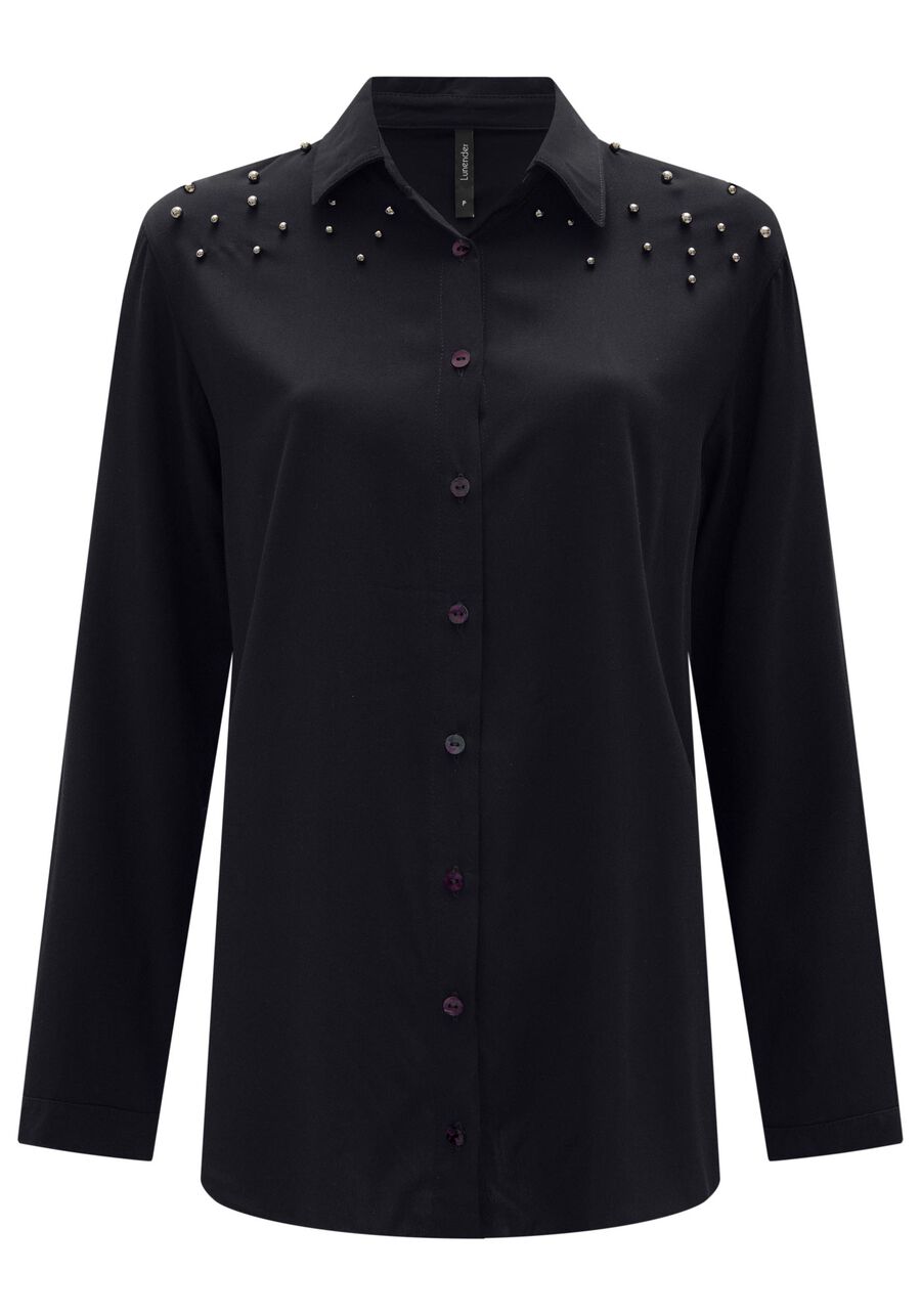 Camisa De Mangas Longas Com Botões E Aplicações Nos Ombros, . Camisa De Mangas Longas Com Botões E Aplicações Nos Ombros, , large.