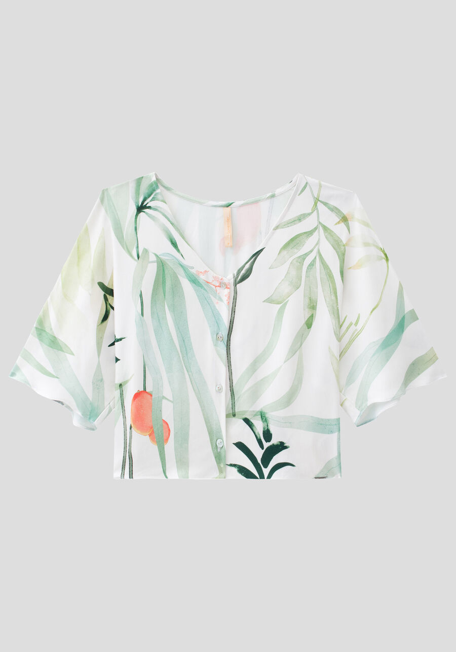 Camisa Estampada em Viscose com Mangas Curtas, . Camisa Estampada em Viscose com Mangas Curtas, , large.
