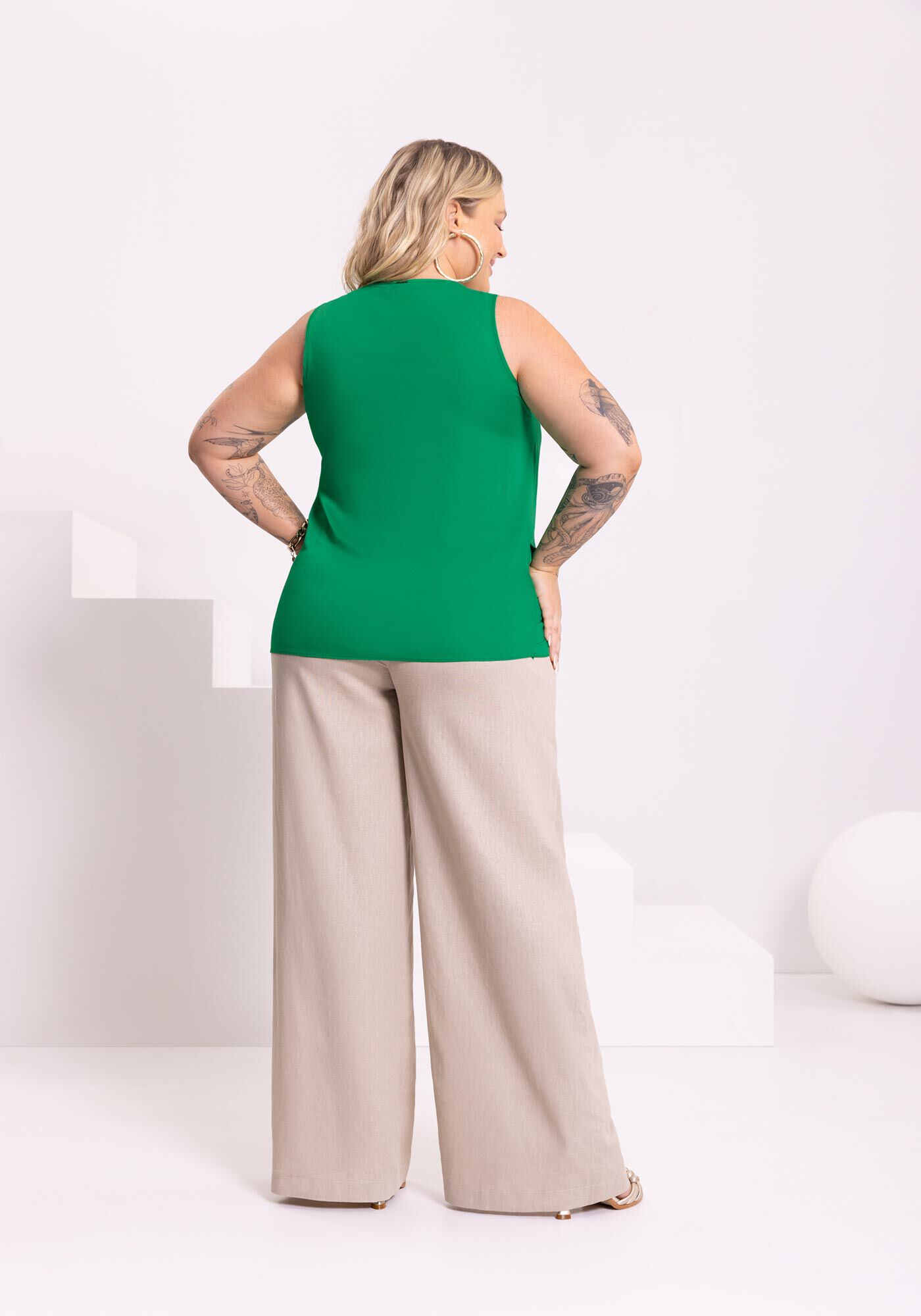 Blusa Regata Transpassada Com Decote Em V E Al&ccedil;as Largas, , large.