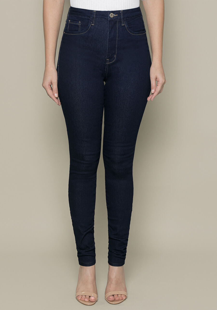 Calça Skinny Segunda Pele, JEANS ESCURO. Calça Skinny Segunda Pele, JEANS ESCURO, large.