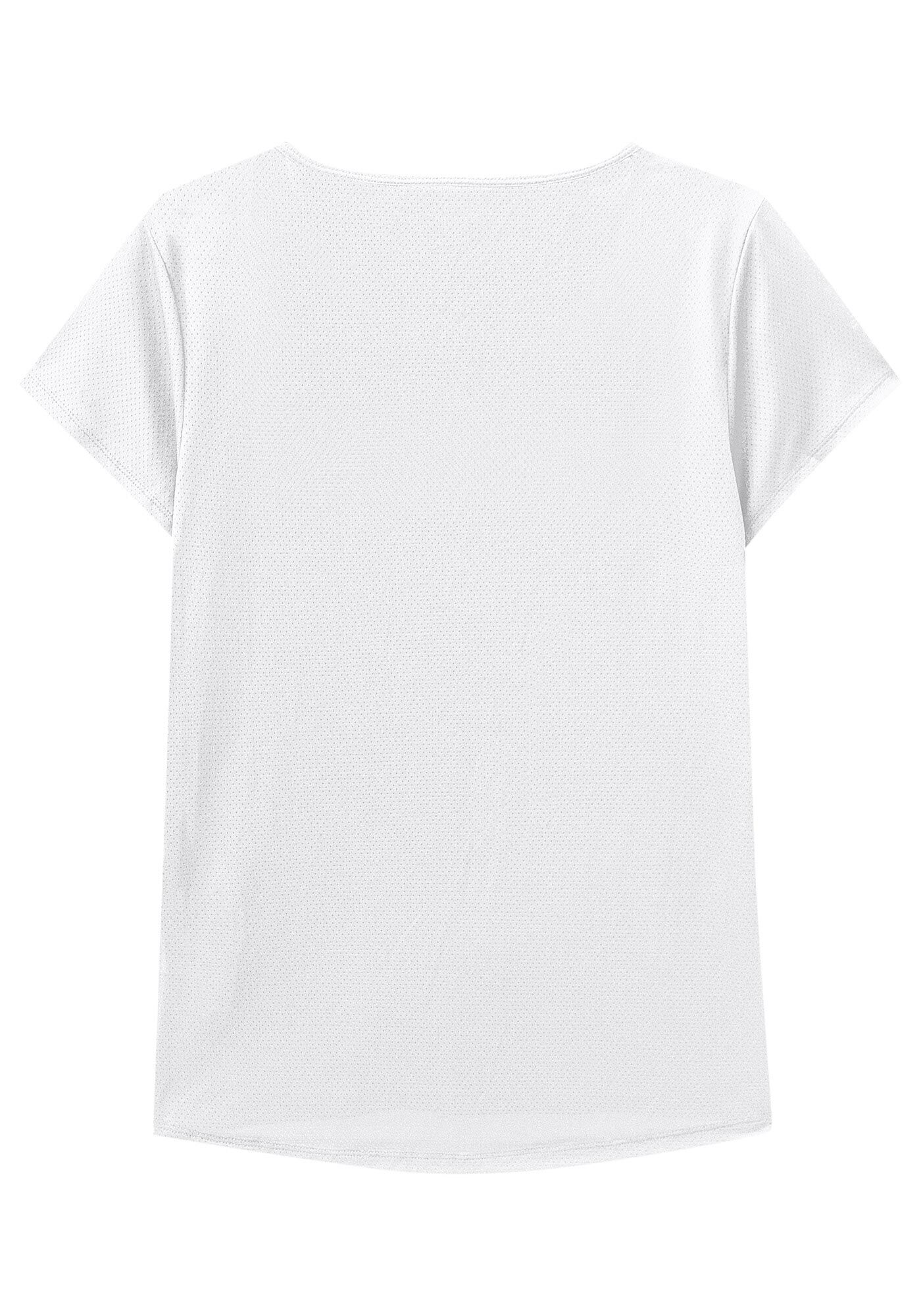 Blusa B&aacute;sica De Mangas Curtas Em Malha De Poliamida, BRANCO, large.