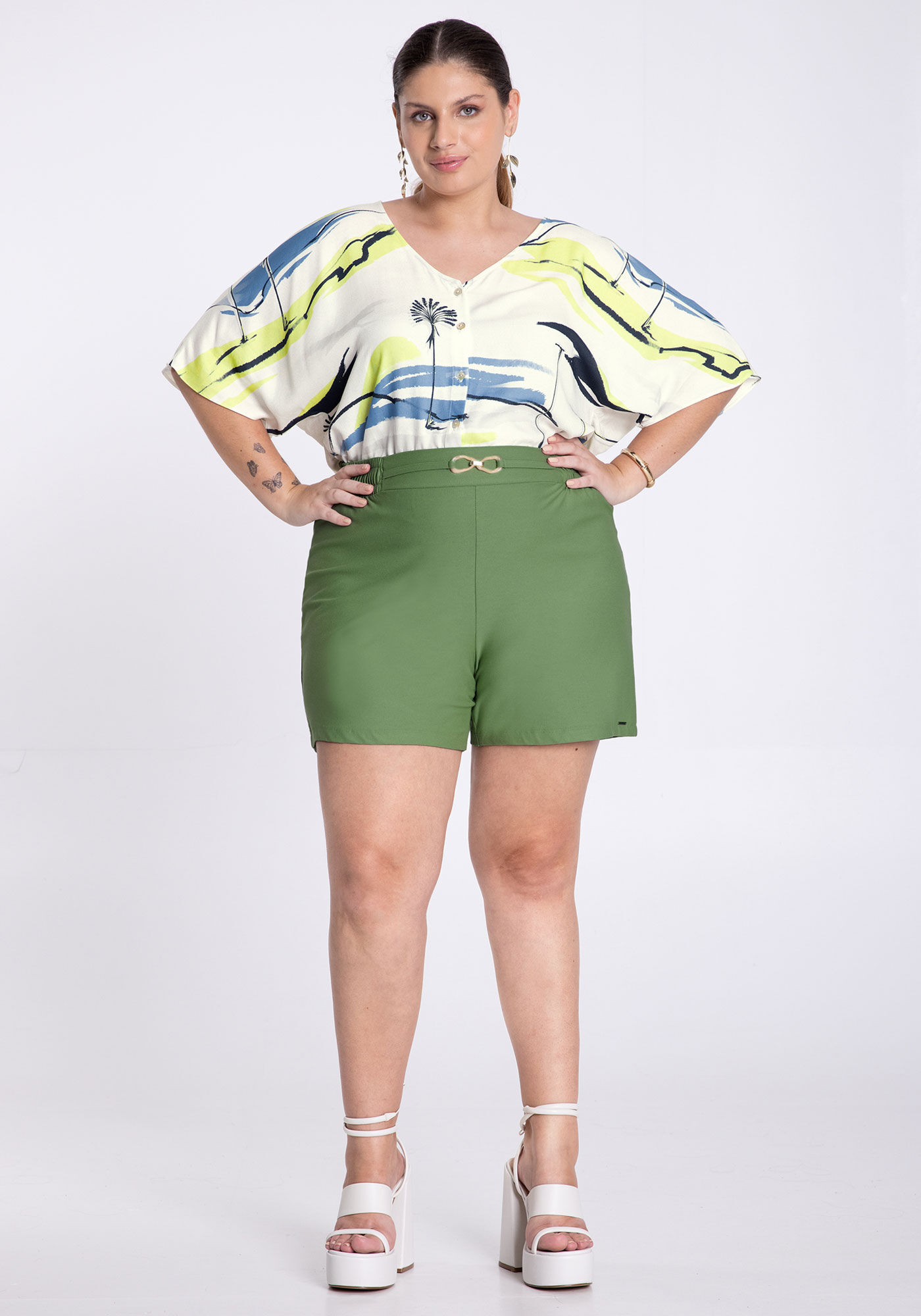 Shorts cintura alta plus sales size