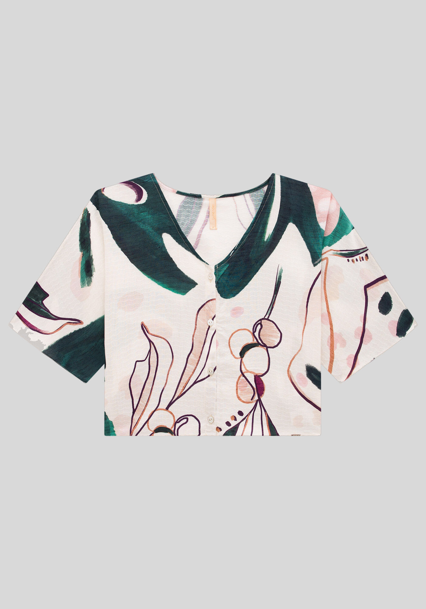 Camisa Manga Curta em Viscose Estampada, , large.