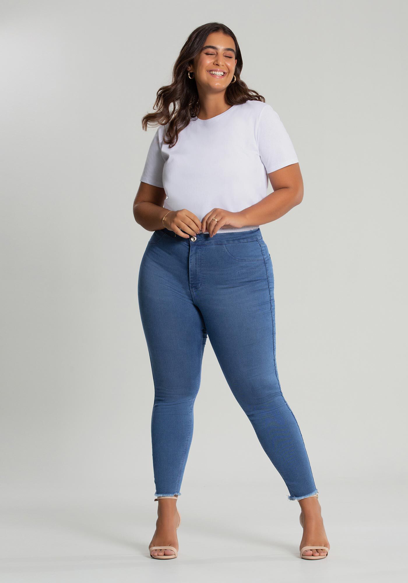 Calca skinny plus size top