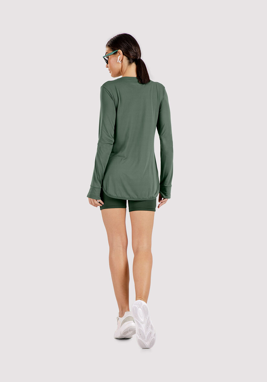 Blusa Manga Longa com Decote V, VERDE PANTANO. Blusa Manga Longa com Decote V, VERDE PANTANO, large.