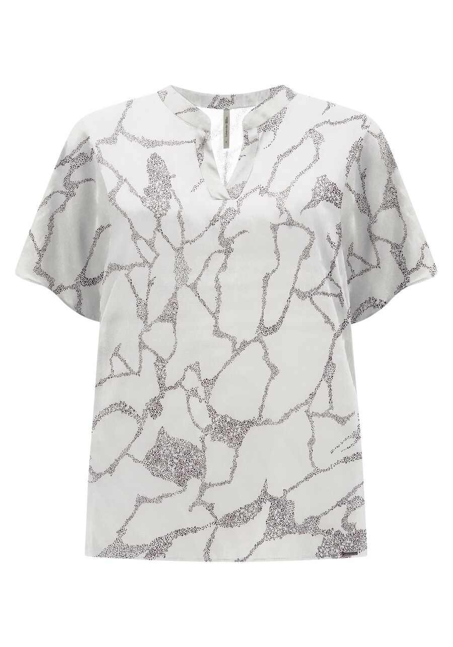 Blusa Estampada De Mangas Curtas Com Gola Padre Em Viscose, . Blusa Estampada De Mangas Curtas Com Gola Padre Em Viscose, , large.