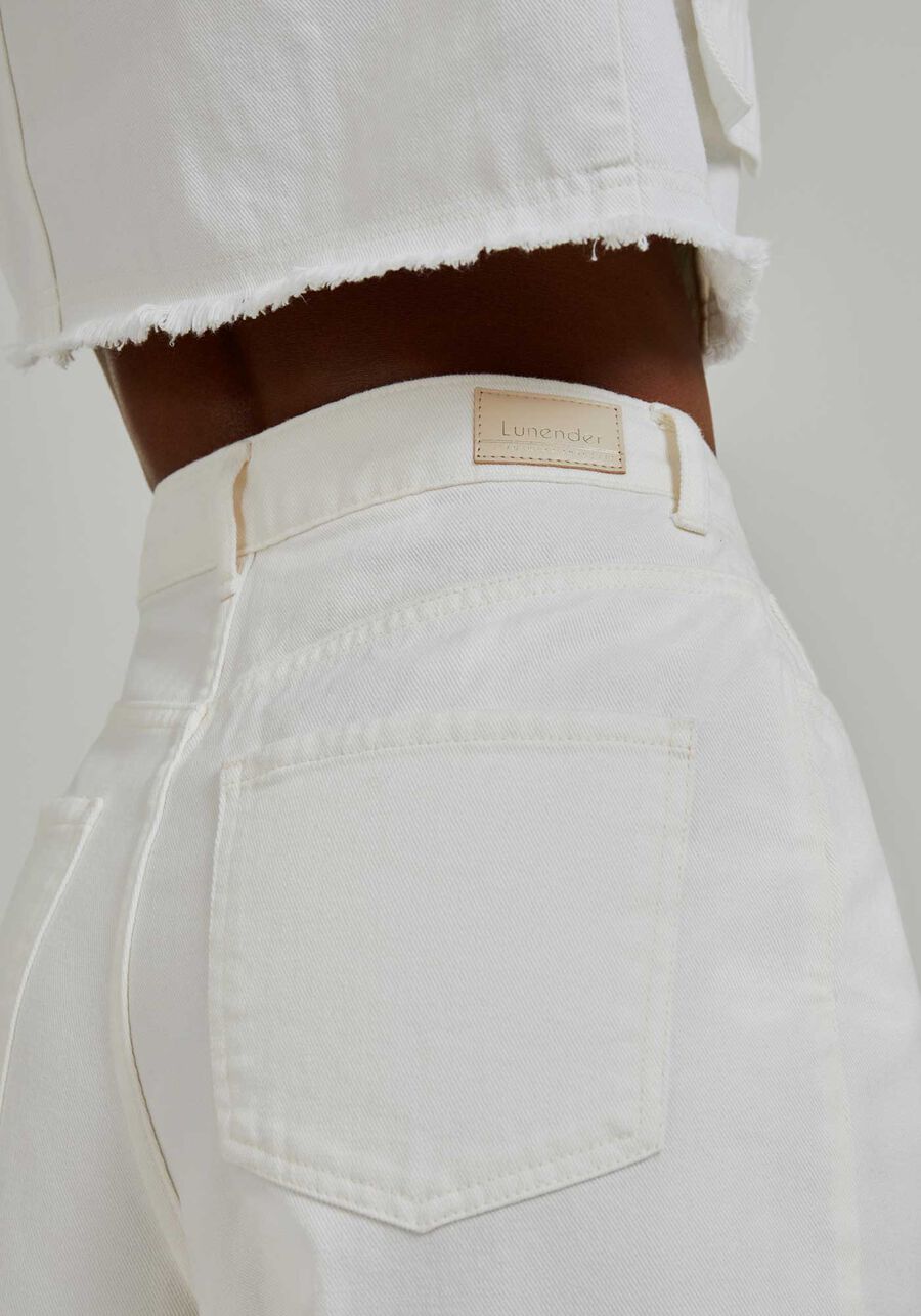 Calça Sarja Wide Leg com Cintura Alta, BRANCO OFF WHITE. Calça Sarja Wide Leg com Cintura Alta, BRANCO OFF WHITE, large.