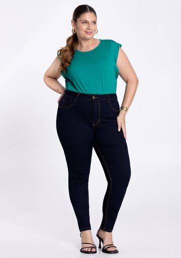 Calça Jeans Skinny Plus Size Fit For Me, JEANS, large.