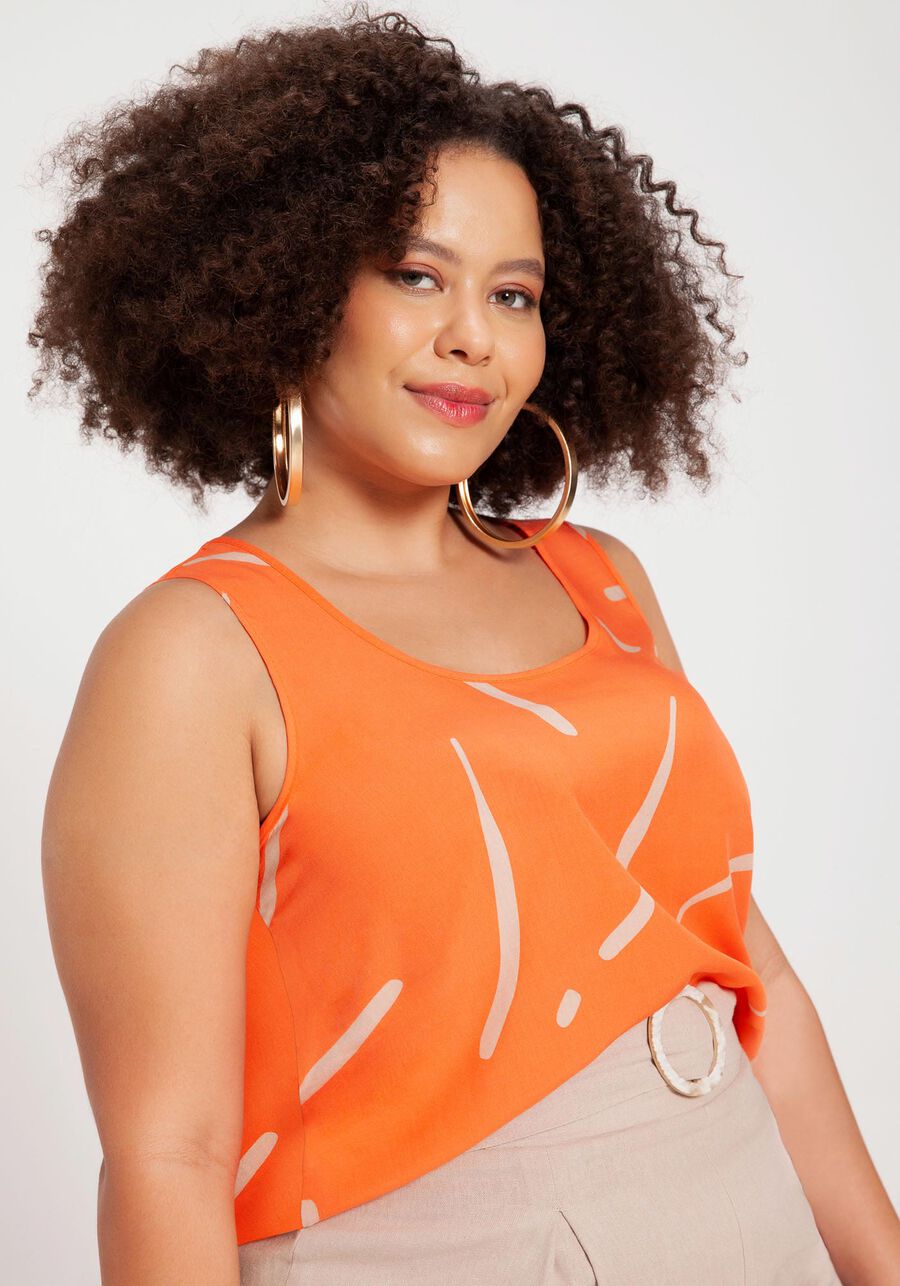 Regata Plus Size em Viscose Estampada, . Regata Plus Size em Viscose Estampada, , large.